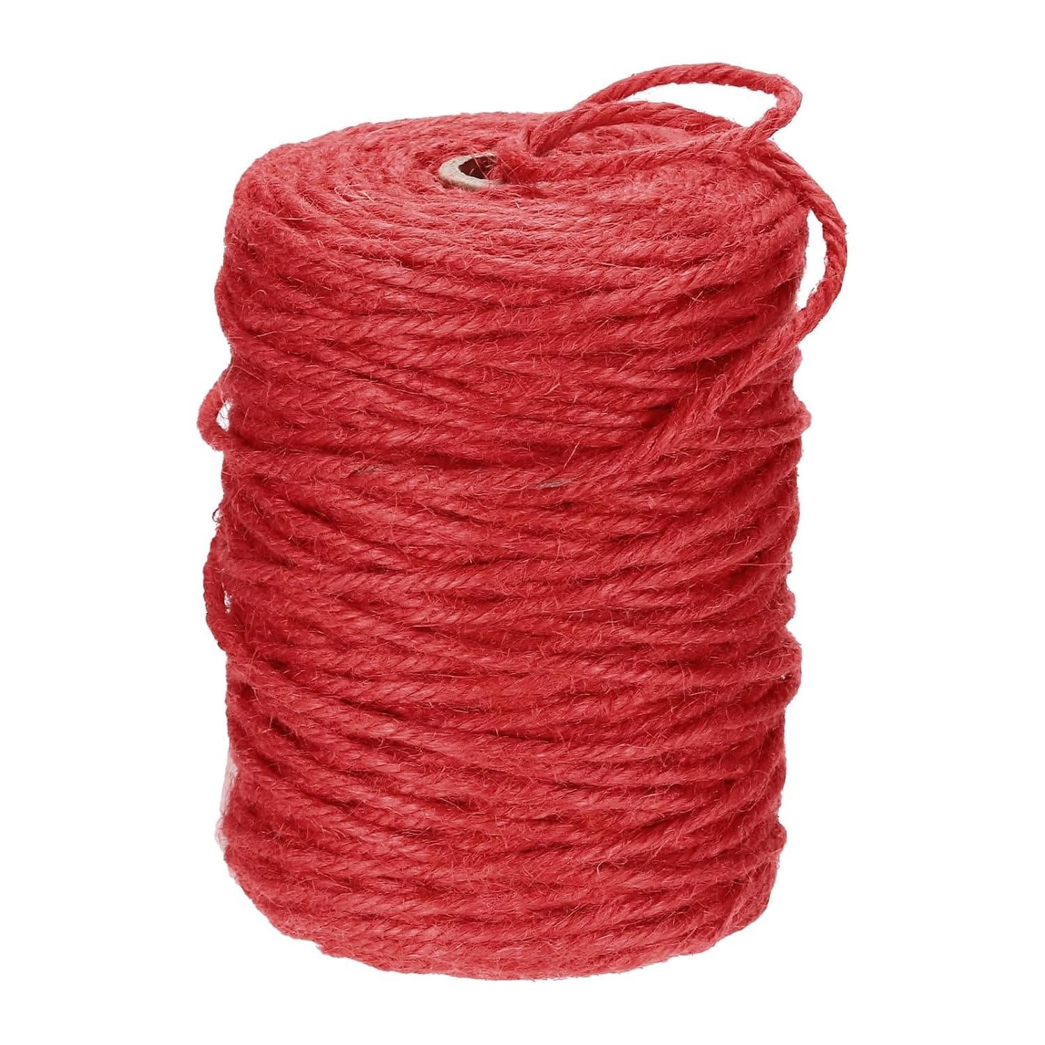 QUARKZMAN Natural Jute Yarn 328 ft x 3 mm Long Strong Yarn for Crafts, Ribbons, Gift Wrapping, Christmas, Wedding, Red