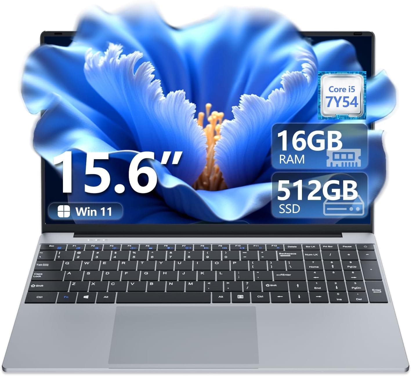 AVENKA Gaming Laptop i5-7Y54, 15.6 inch Laptop(Up to 3.20 GHz), Business Notebook Computer for 16GB RAM 512GB SSD, Full HD 1920X1080 Display Backlit Keyboard 180 Angle Opening,WiFi 5 BT4.2 MINI HDMI