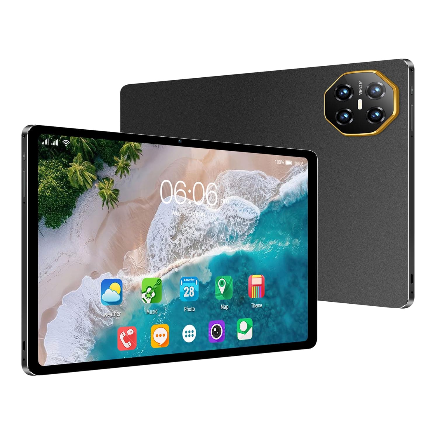 تابلت اندرويد 10.1 انش ثنائي شرائح الاتصال بذاكرة RAM 6GB وذاكرة روم 128GB وشاشة لمس IPS HD 1280×800 وبطارية 4000mAh وبلوتوث وكاميرا مزدوجة وجي ام اس وواي فاي من سي جي واي كيو (اسود)