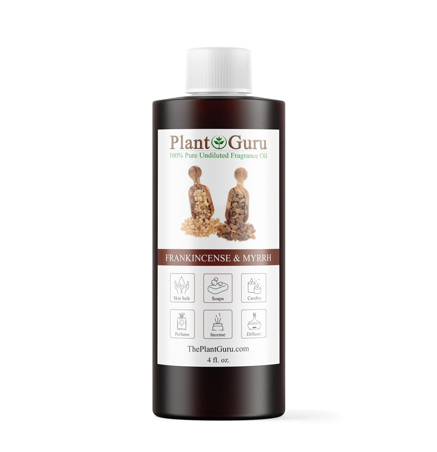 Frankincense and Myrrh Fragrance Oil 4 fl. oz. Scented Oil for DIY Soap Making, Candles, Bath Bombs, Body Butters. Used in Aromatherapy Diffusers, Burners and Warmers. Add to Lotions and Creams.