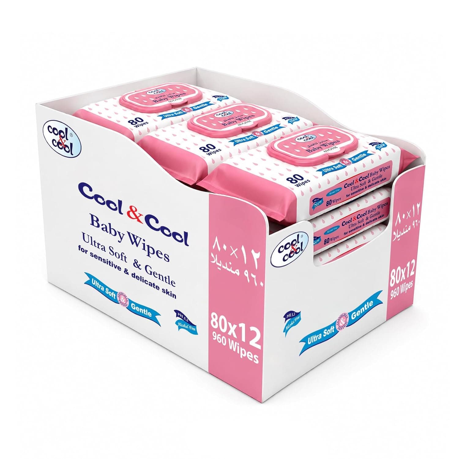 Cool & Cool Baby 80 Wipes, Pack Of 12