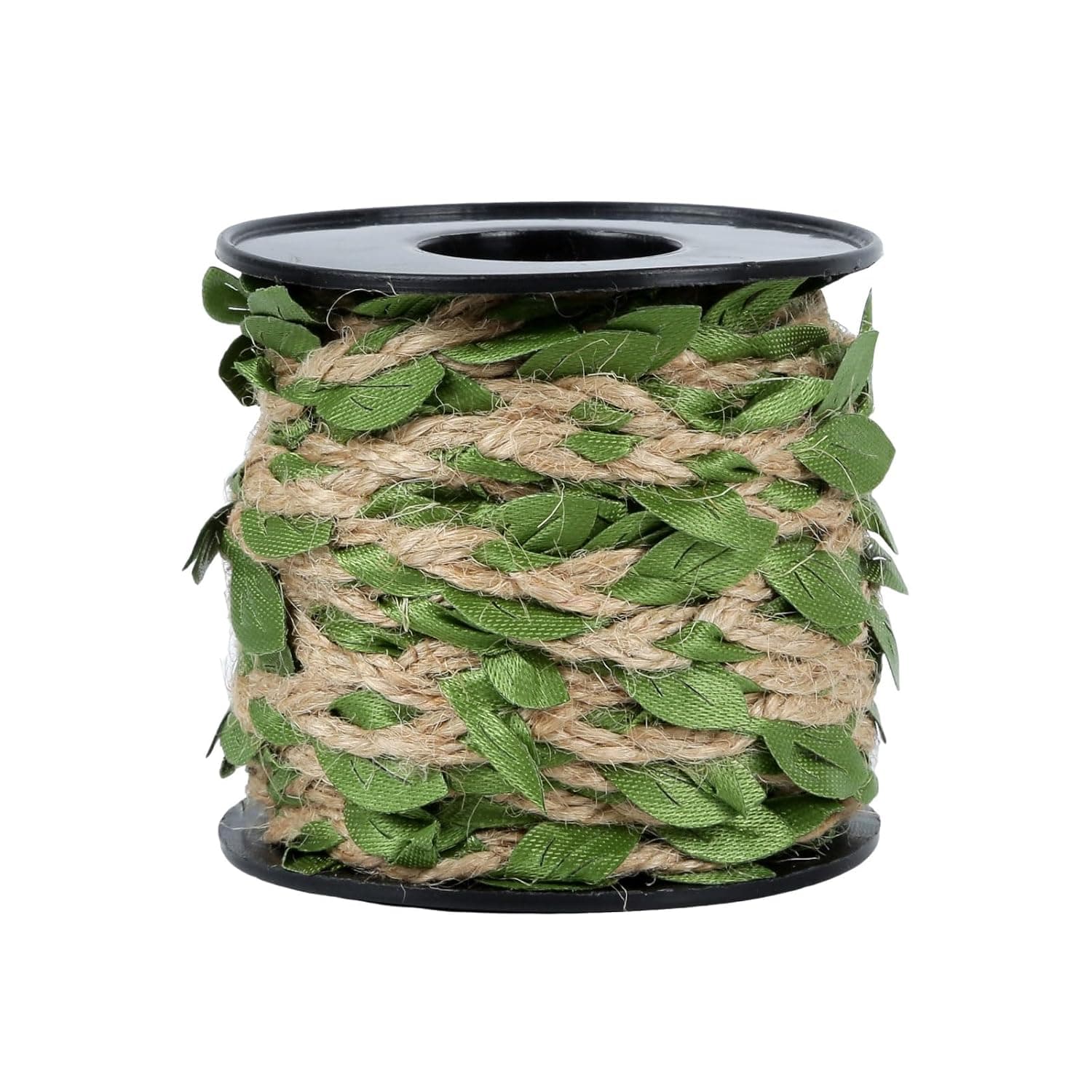 Natural Jute Twine with Green Leaf - 33 Feet (10 Meters) | Decorative Garden String for Gift Wrapping, Crafts, Wedding Decor