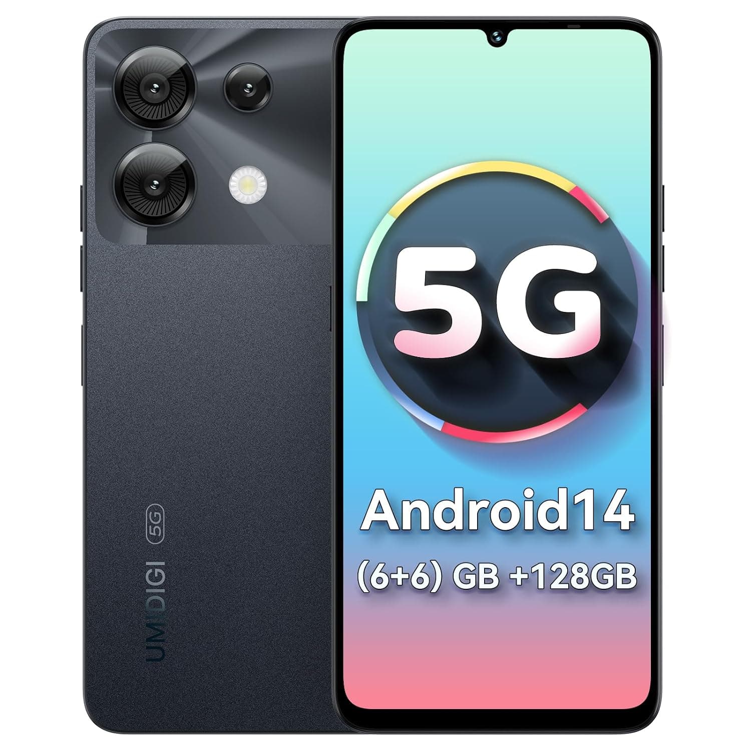 UMIDIGI G9 5G Unlocked Phones, 12(6+6) GB +128GB/1TB TF Expand, Android 14 Cell Phone, 5G Dual SIM, 50MP Camera, 6.75" HD+ 90Hz Display, 5000mAh Android Phone, AI Face & Fingerprint Unlock Black