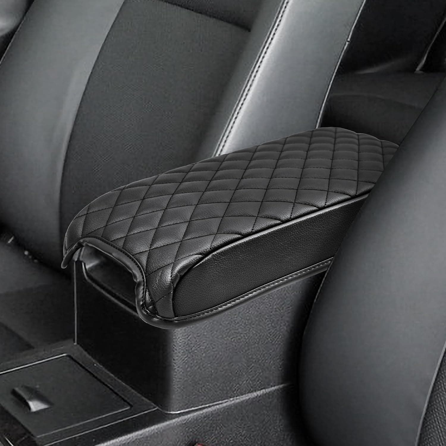 KBH Auto Center Console Cover for Toyota Camry 2012-2017, Vinyl Leather Interior Accessories, Armrest Protector Middle Console Arm Rest Cushion Pad, Anti-Scratch, Black