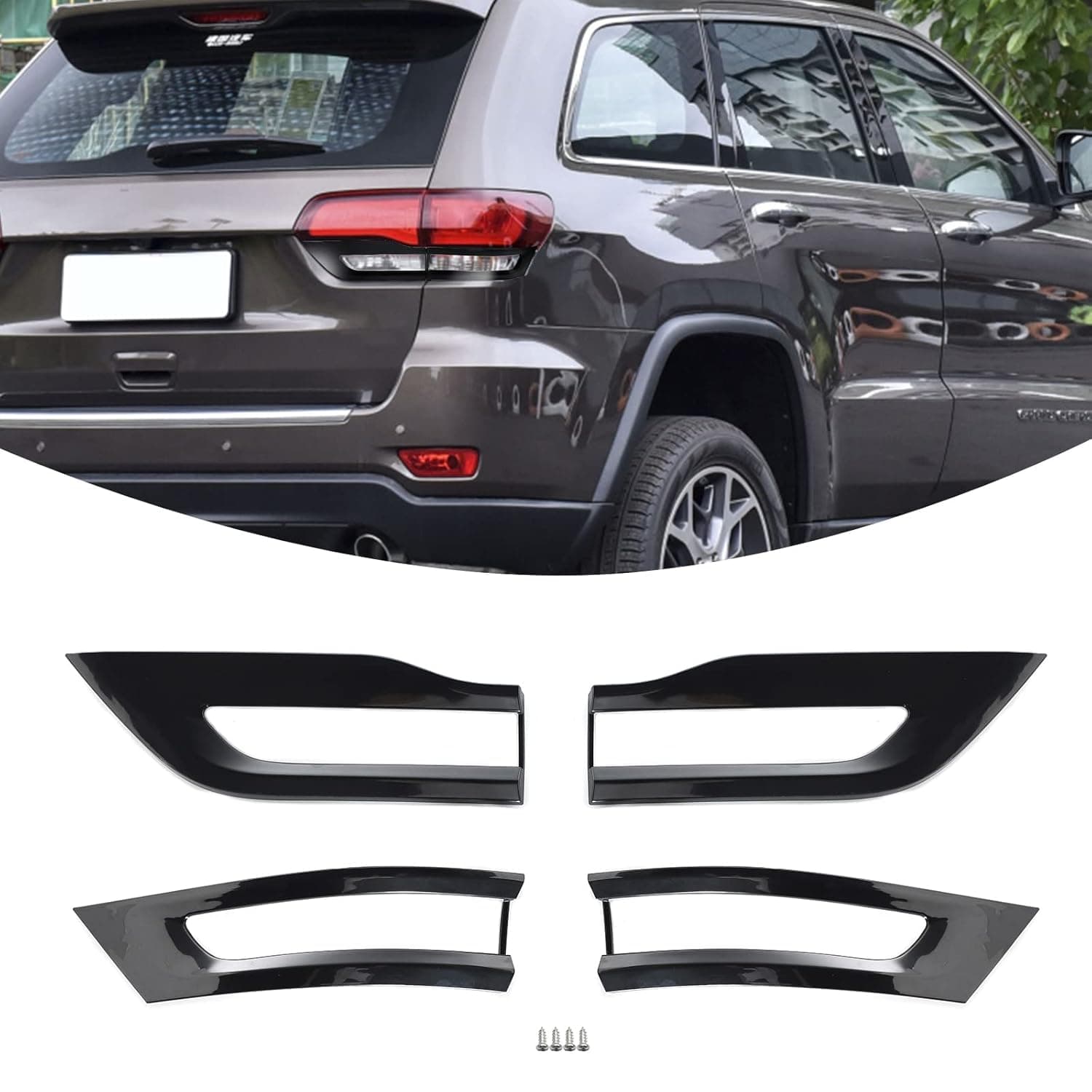Black Rear Tail Light Lamp Trim Bezel Cover Kit for 2014 2015 2016 2017 2018 2019 2020 Jeep Grand Cherokee,Exterior Accessories 4pcs