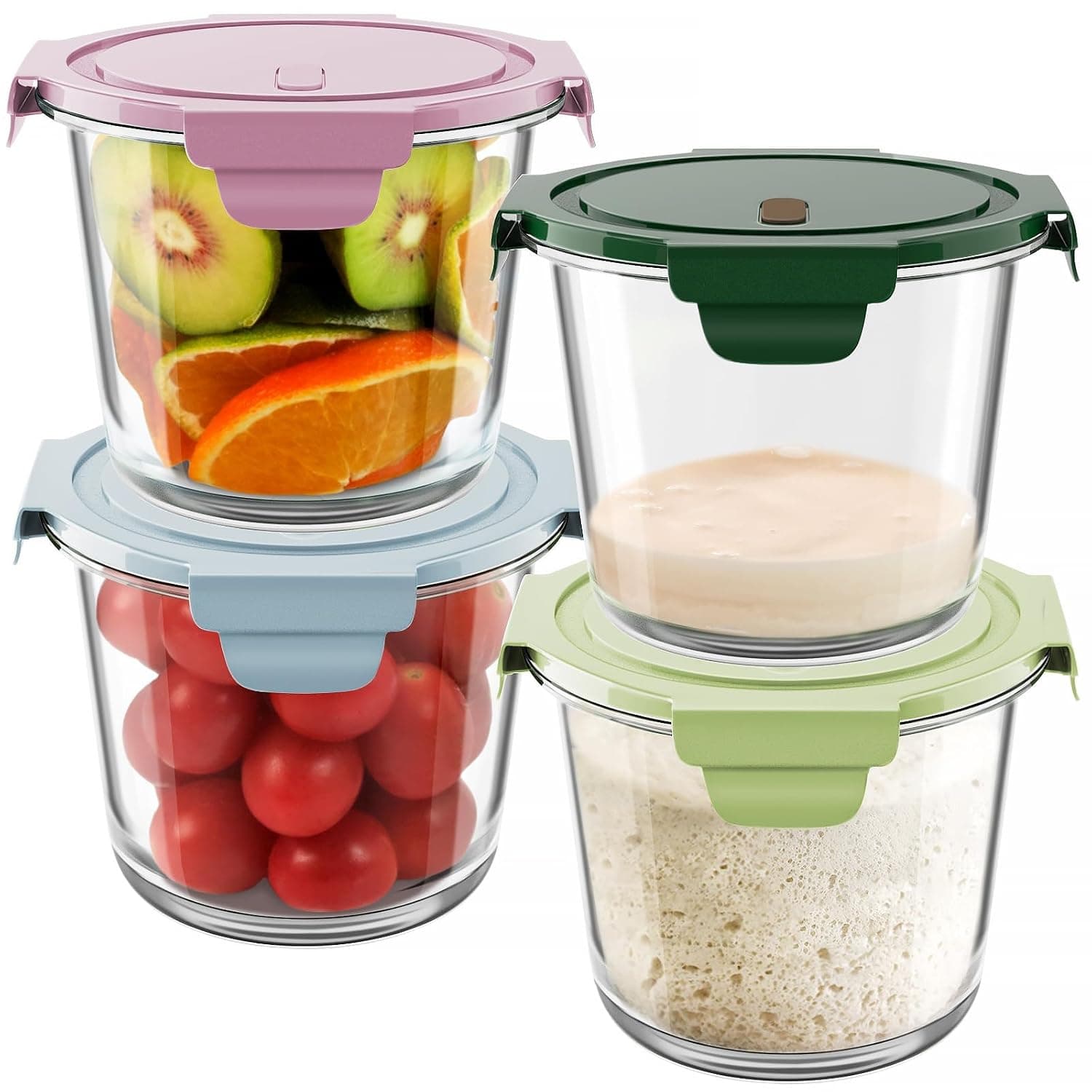 Tazweeq Glass Meal Prep Containers with Lids, Heat-Resistant BPA-Free, Airtight Glass Containers for Soup, Leftover, Microwave, Dishwasher, Fridge and Freezer Safe (4 Packs, 25 oz)
