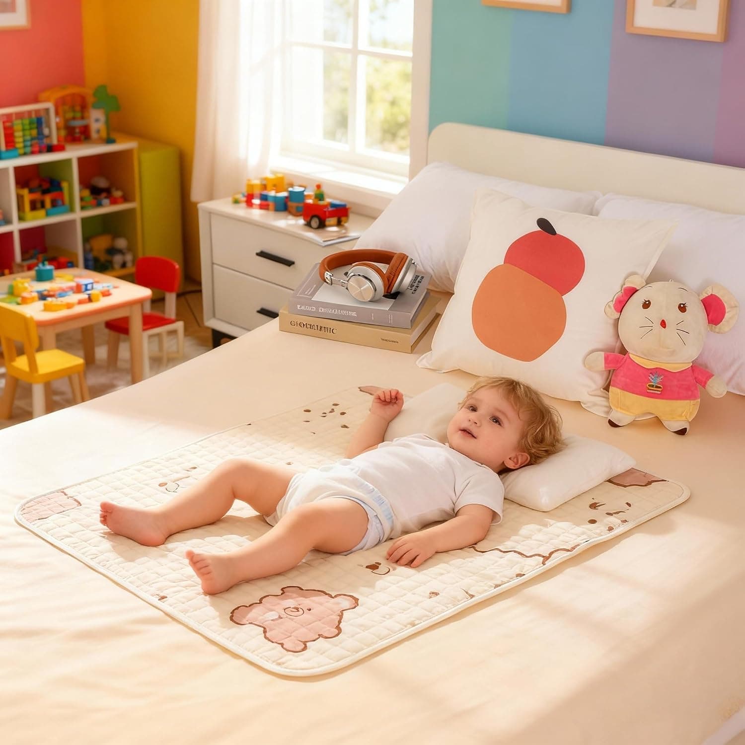 Potty Training Pee Pads for Kids, Toddlers - Reusable Washable Waterproof Baby Mattress Pad & Sheet Protector for Overnight Bed Wetting, 24"x16" (B, 24x16)