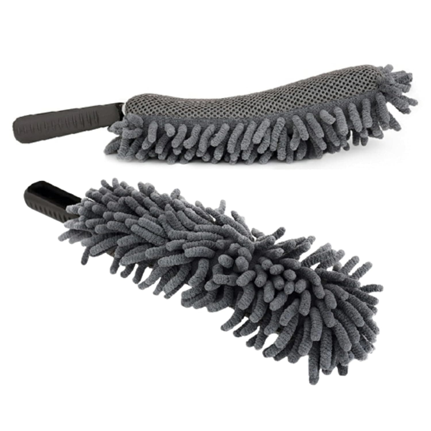 2 in 1 Flexible Wheel Cleaning Brush, Twin Pack Microfiber and Alloy Brush Head for Scratch Free Deep Cleaning of Car Rims, Essential for Professional Valeters and Car Owners