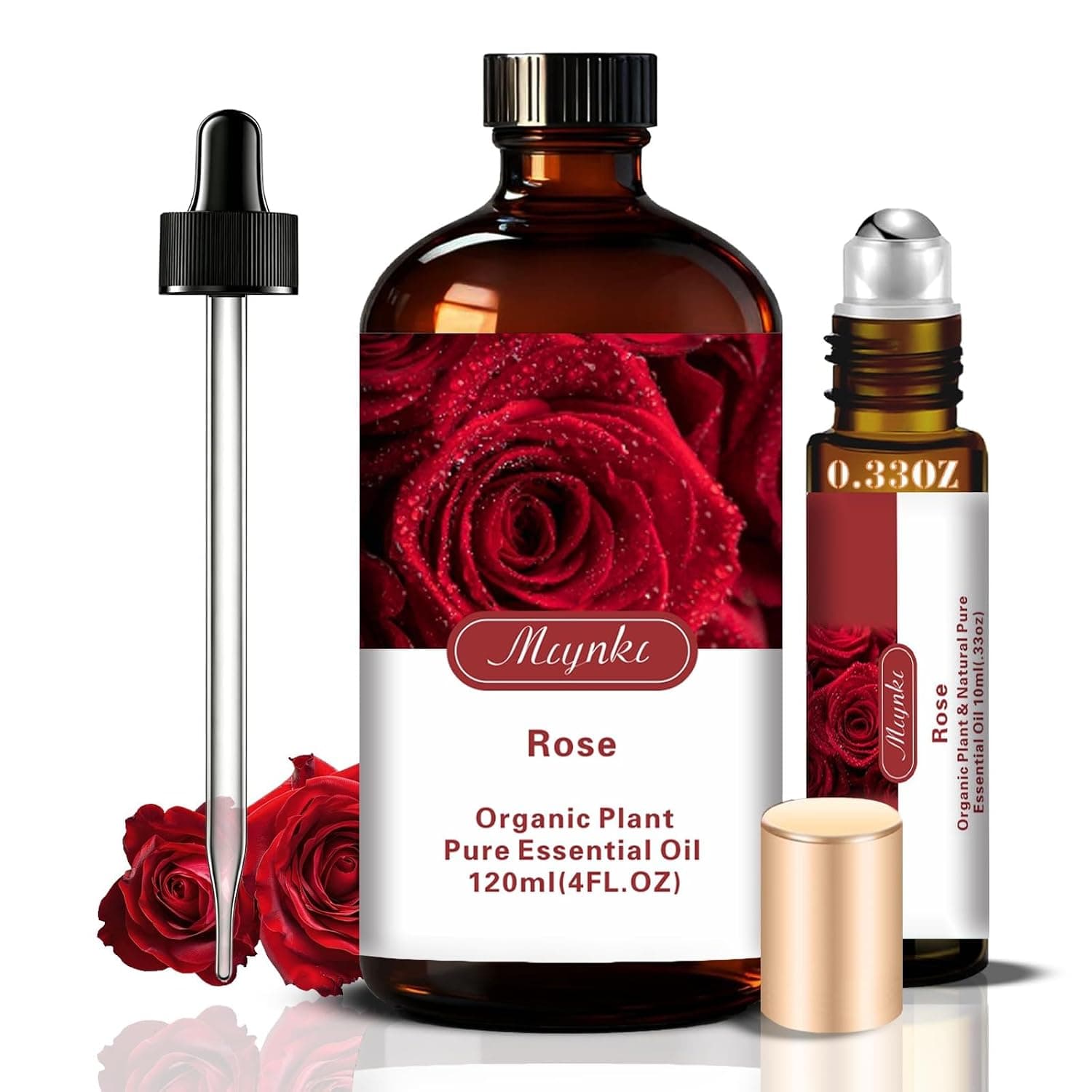 زيت الورد العطري من ملينكل - زيت عطري برائحة الورد 130 مل (4.8 اونصة) - رائحة طبيعية نقية 100% للموزعات والشموع وصناعة الصابون والعلاج العطري - للاسترخاء المنزلي والهدايا