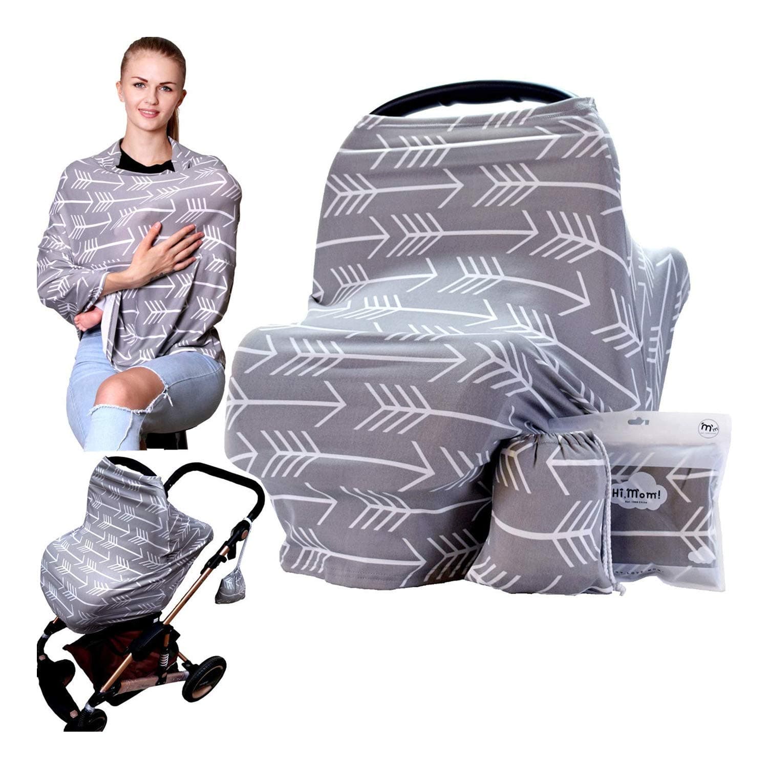 Baby Nursing Cover Stretchy Blanket Breastfeeding Scarf Multifuction Car Seat Canopy Gift for Mom