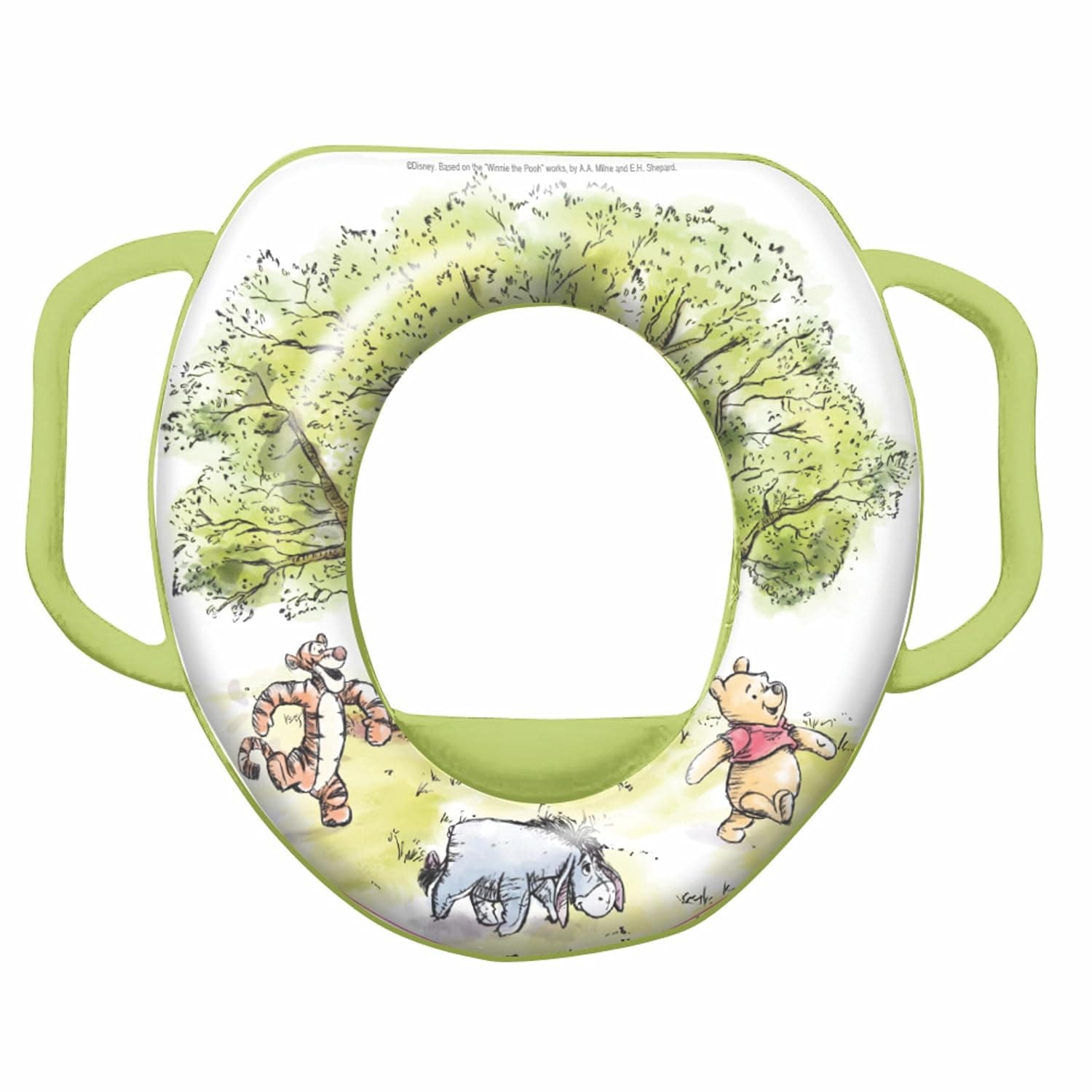 Keeeper Disney Soft Toilet Seat WTP Lime – Cushioned Toddler Toilet Trainer with Winnie the Pooh Design – Anti-Slip Potty Training Seat for Boys and Girls