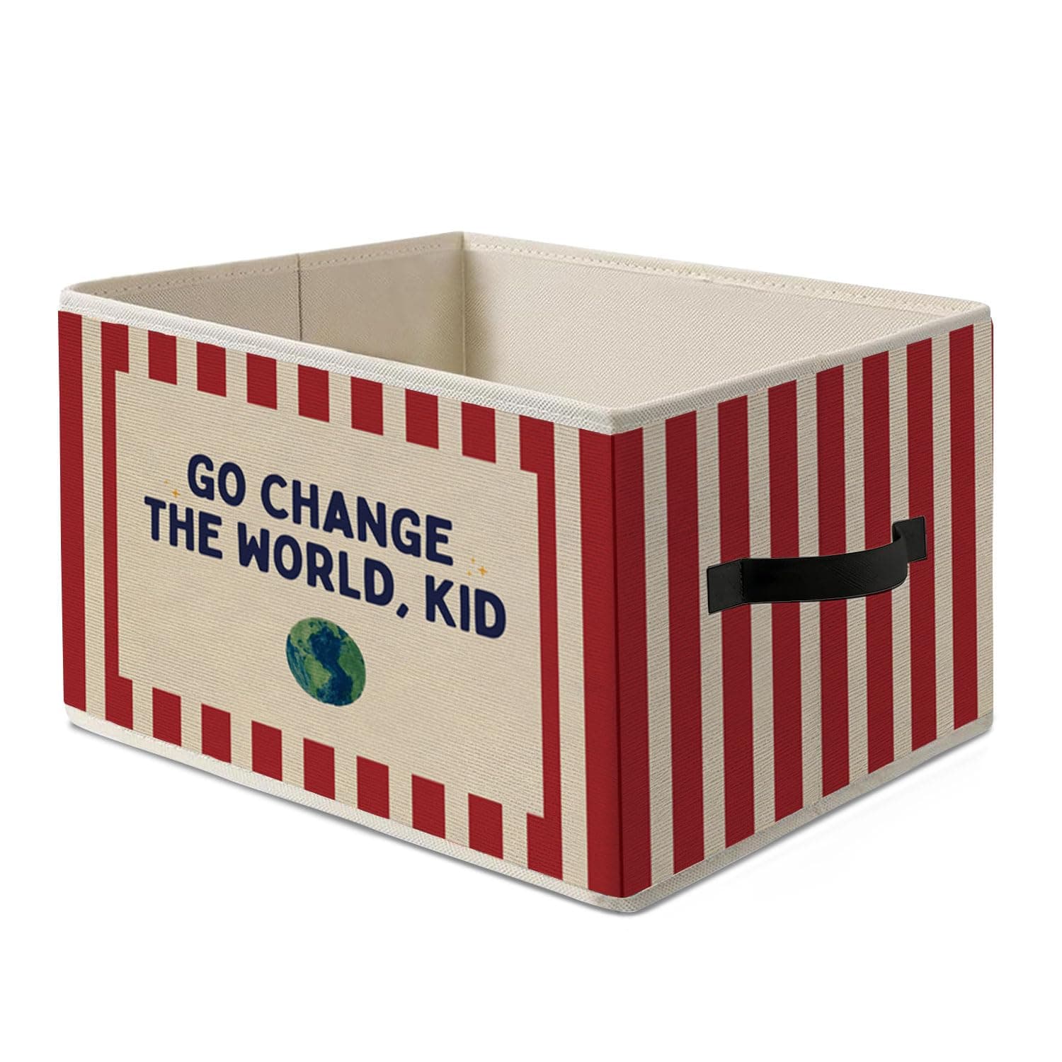 Motivational Go Change the World Kid Storage Bins Box,Classroom Decor,Playroom Decor Foldable Collapsible Storage Basket Organizer for Classroom Kids Bookshelf Nursery Bedroom Books Library