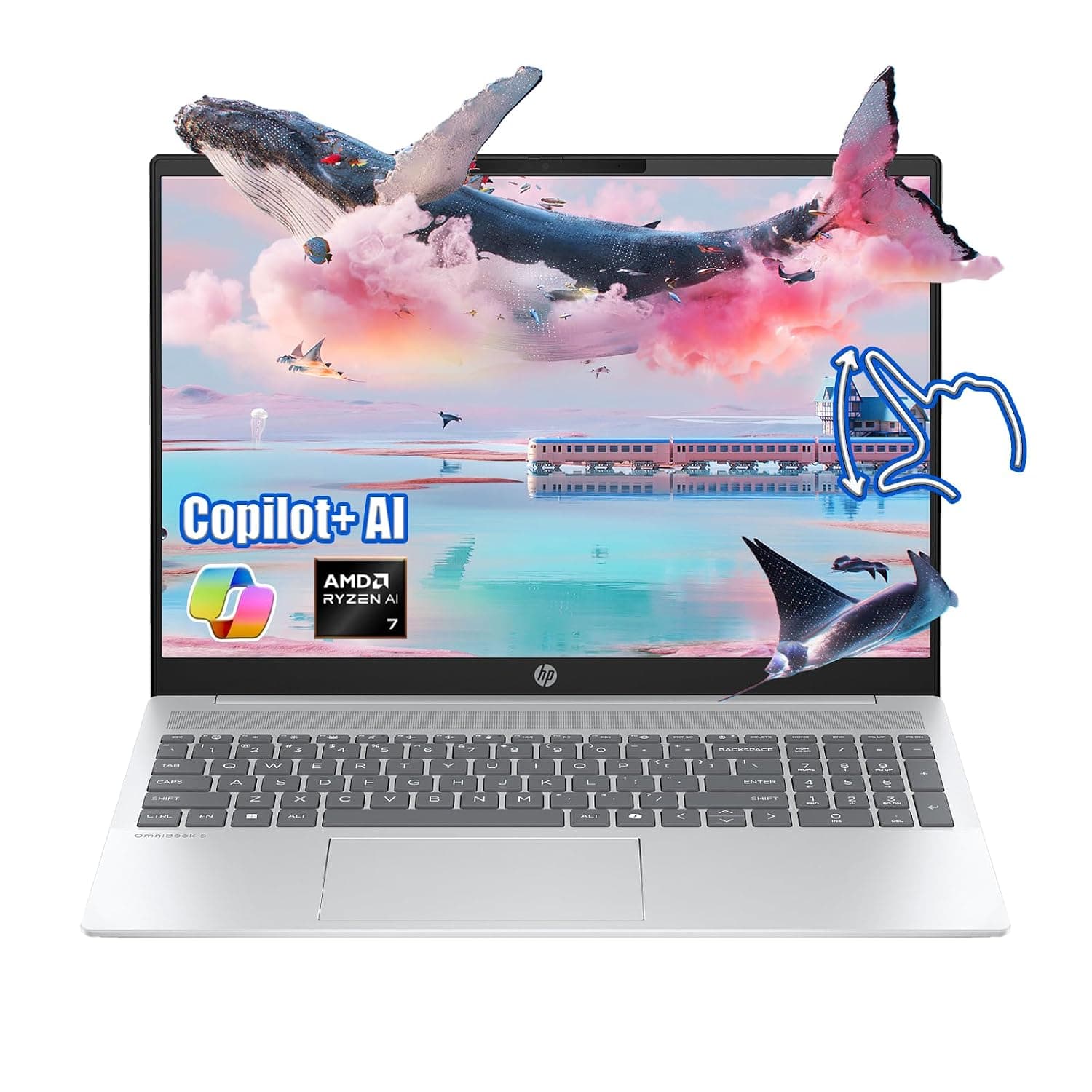 HP Omnibook 5 16" - 2025 AI Touch Laptop - 32GB LPDDR5xRAM- 2TB SSD - AMD Ryzen AI 7 350-2K (1920 x 1200) - Backlit KB - FHD Camera - Win 11 Pro - Charger
