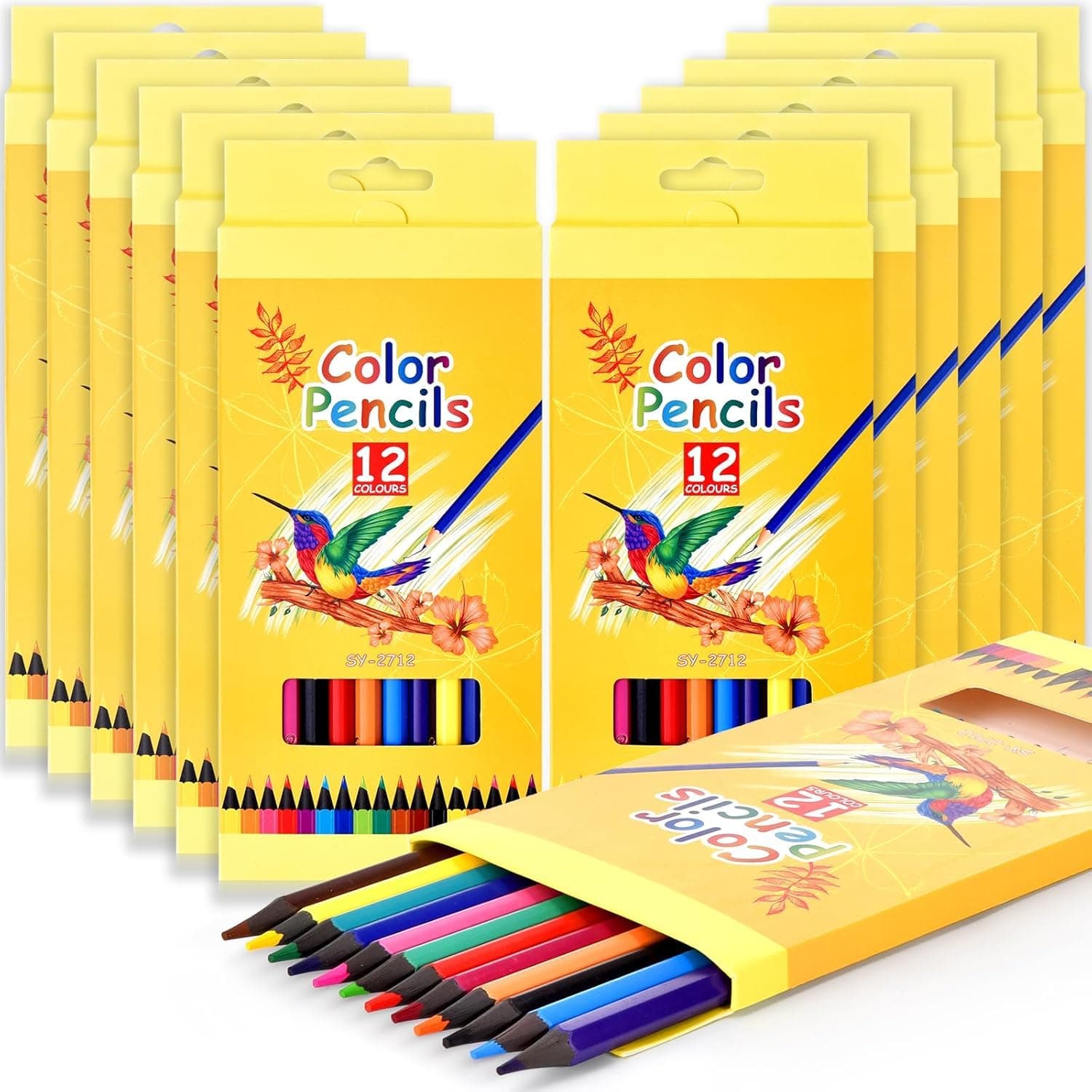 144 Colored Pencils (12 Boxes, 12 Colors) Non-Toxic Art Supplies for Kids & Adults, Back to School Classroom Prizes, Teacher Supplies, Break-Resistant Soft Core for Drawing, Coloring Books & Gifts