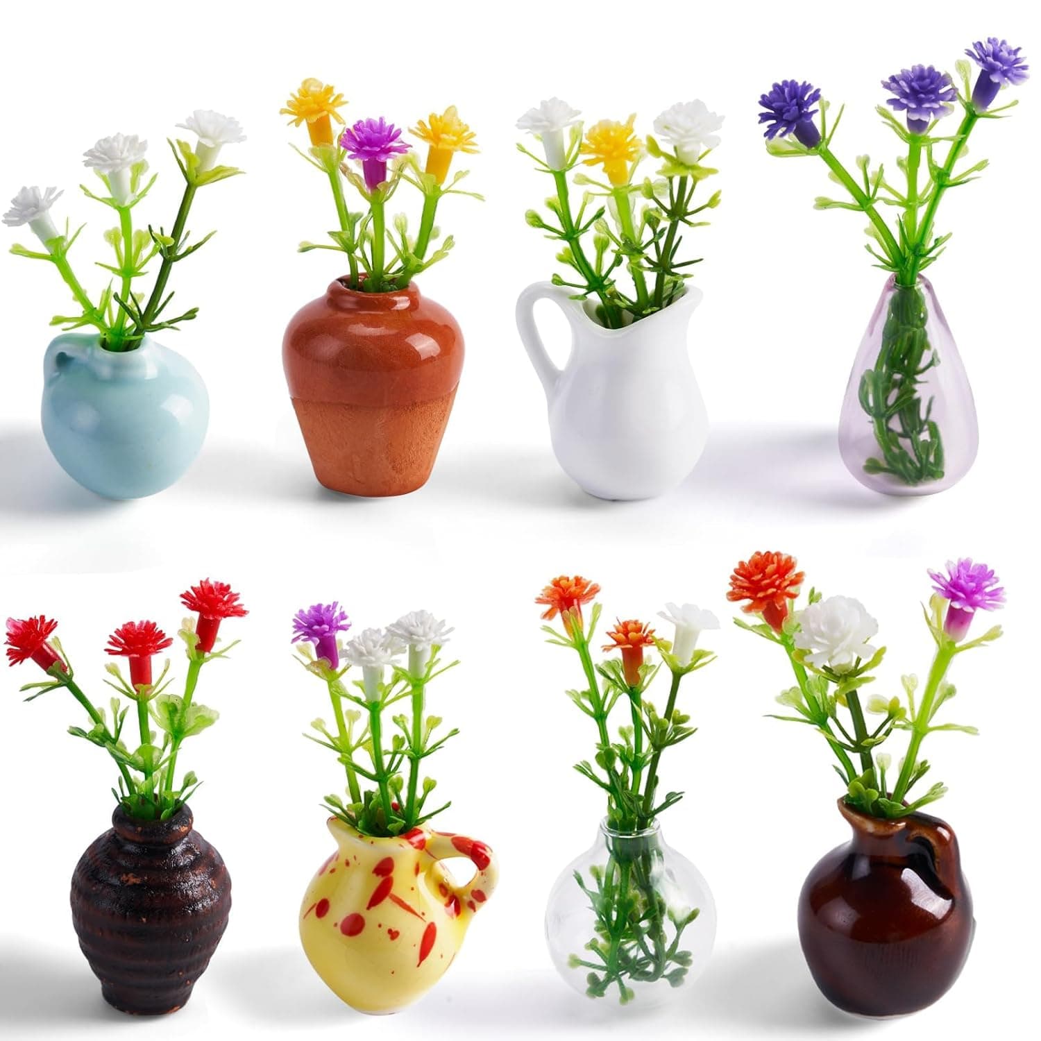 8 قطع مغناطيس مزهرية صغيرة، مزهريات براعم مغناطيسية 2025 مغناطيس سيراميك صغير لطيف جديد للثلاجة، مزهريات نباتات صغيرة ثلاثية الابعاد للثلاجة والمطبخ والخزانة والمكتب (8 قطع)
