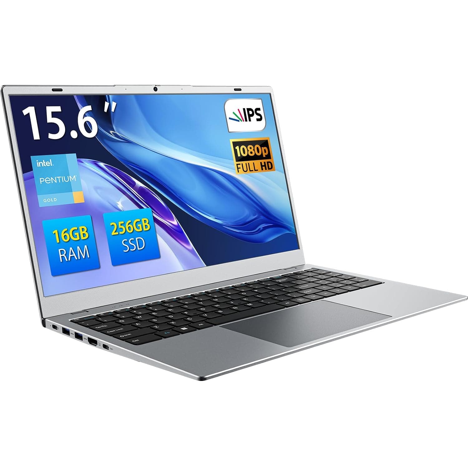 15.6" FHD Laptop, Pentium 6500Y, 16GB RAM 256GB SSD PC Computer | Anti-Glare Screen | Privacy Shutter Webcam | HDMI USB 3.2 WiFi 5 BT5.0 | MicroSD Storage Expansion | For Office Home Study