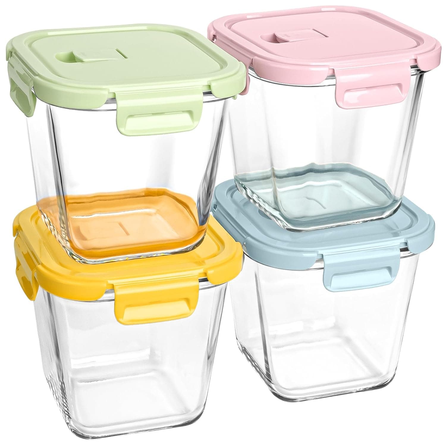 Glass Soup Containers with Lids 4 Cup/1000ml/35oz | Microwave Dishwasher Oven Freezer Safe | Airtight Leak Proof | Food Grade | Square Soup Meal Prep | Lunch | Food Storage Set