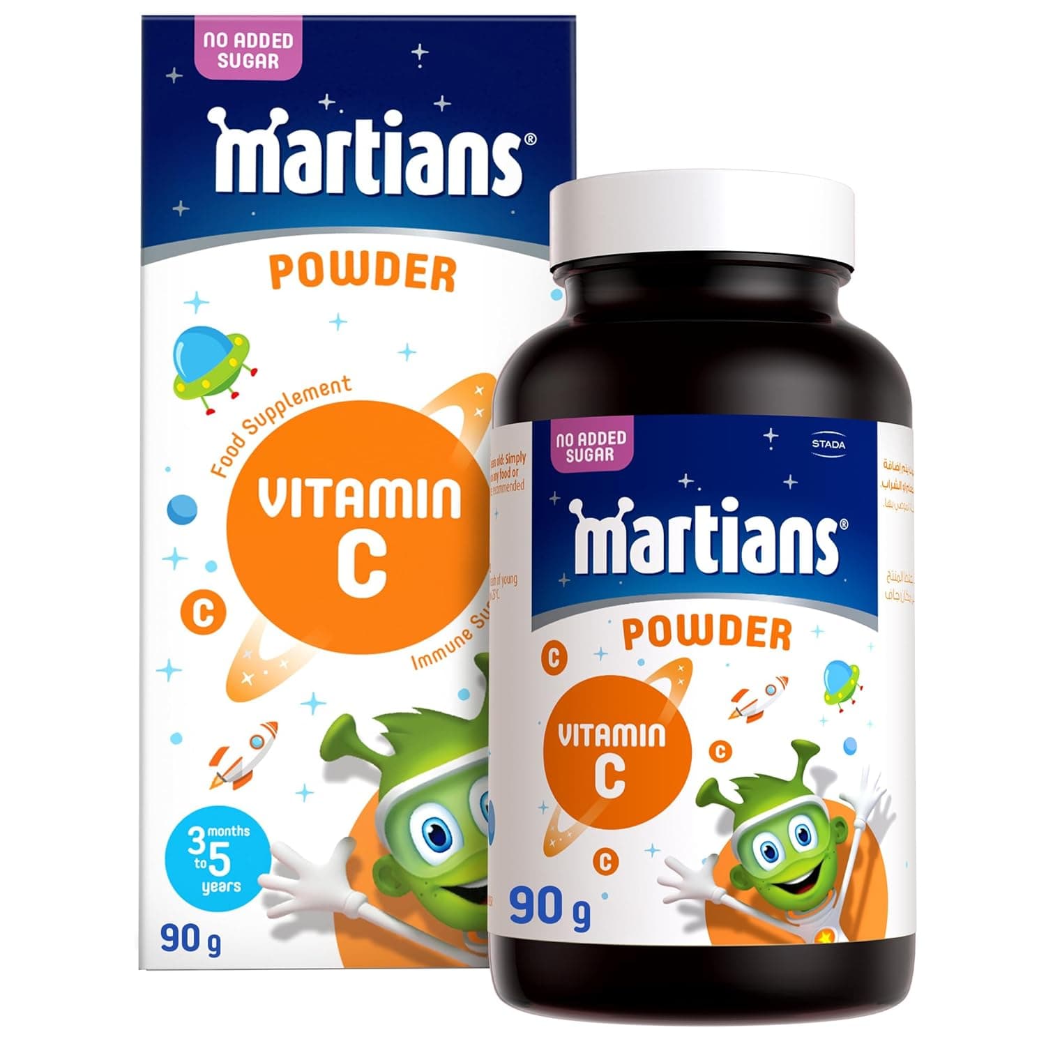 Martians Vitamin C Powder 90 g Sugar Free Vitamin Supports Healthy Immune System In Children, Pure Dietary Supplement For Kids