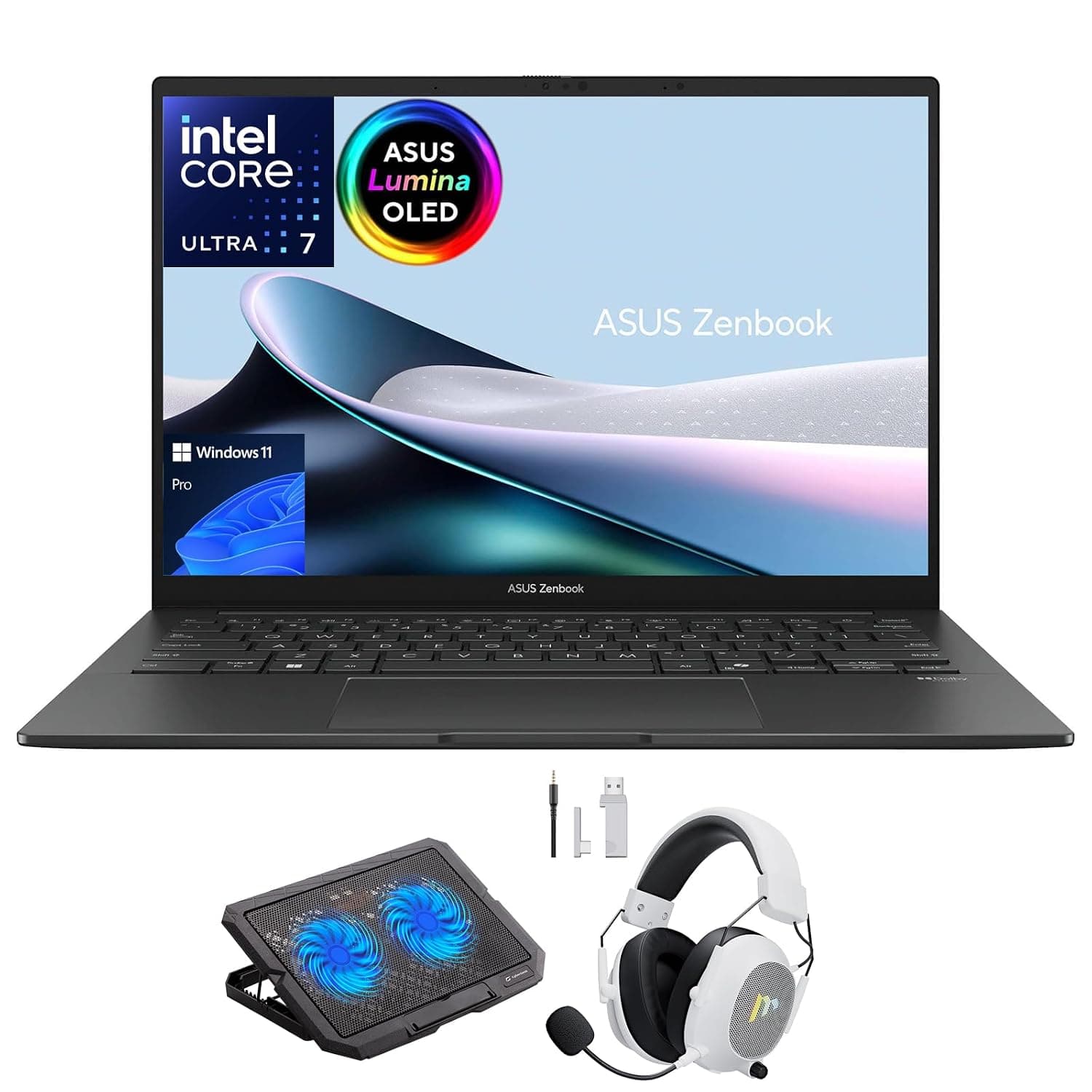 ASUS Zenbook 14 OLED 2025 Laptop, 14" WUXGA Touchscreen Display, 16-Core Ultra 7 255H, 16GB LPDDR5X RAM, 512GB Gen 4 SSD, Copilot AI, WiFi 7, Thunderbolt 4, Win 11 Pro, Jasper Gray, w/Mytrix Accessory