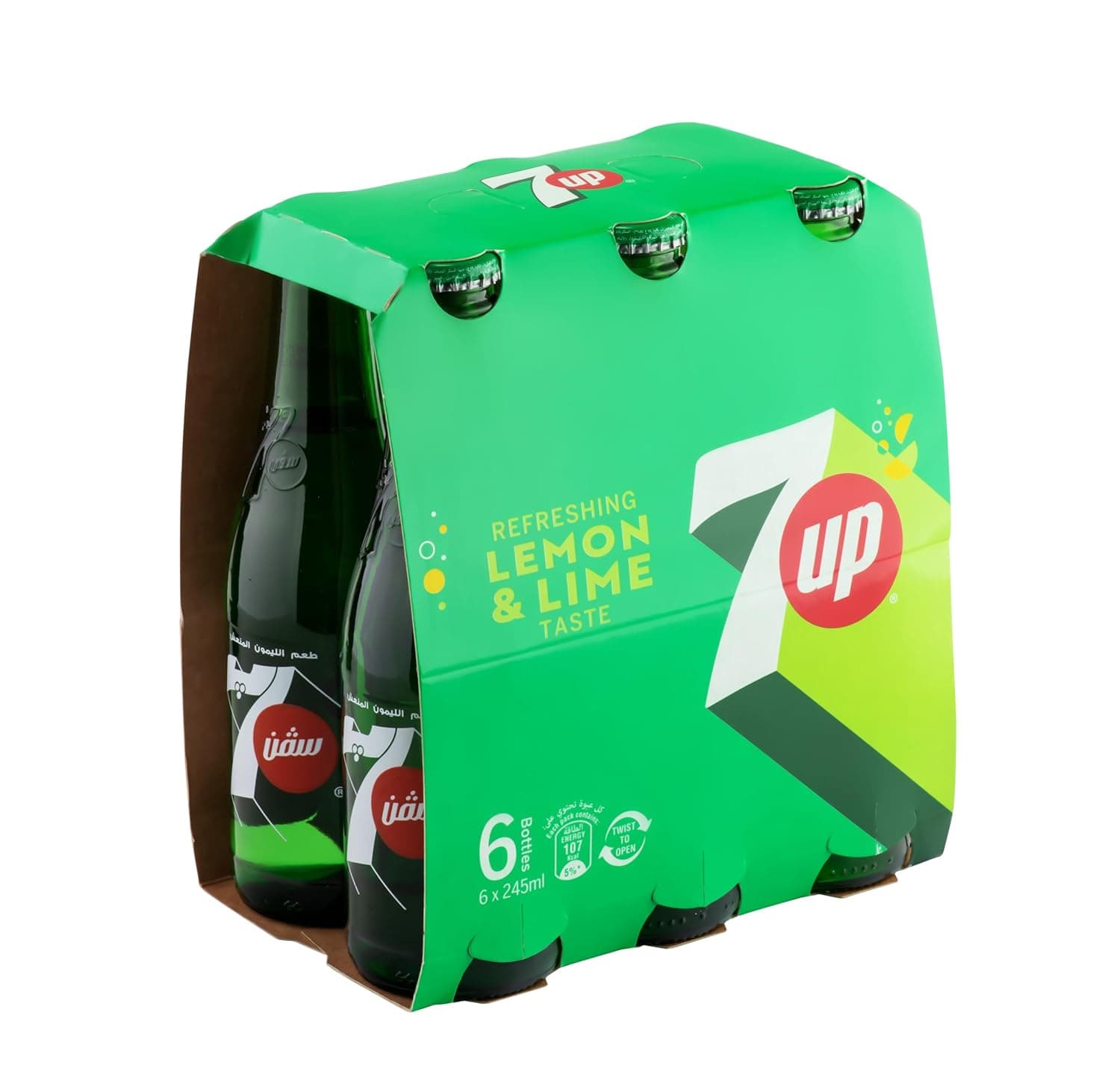 7UP Carbonated Soft Drink, Glass, 6 x 245 ml