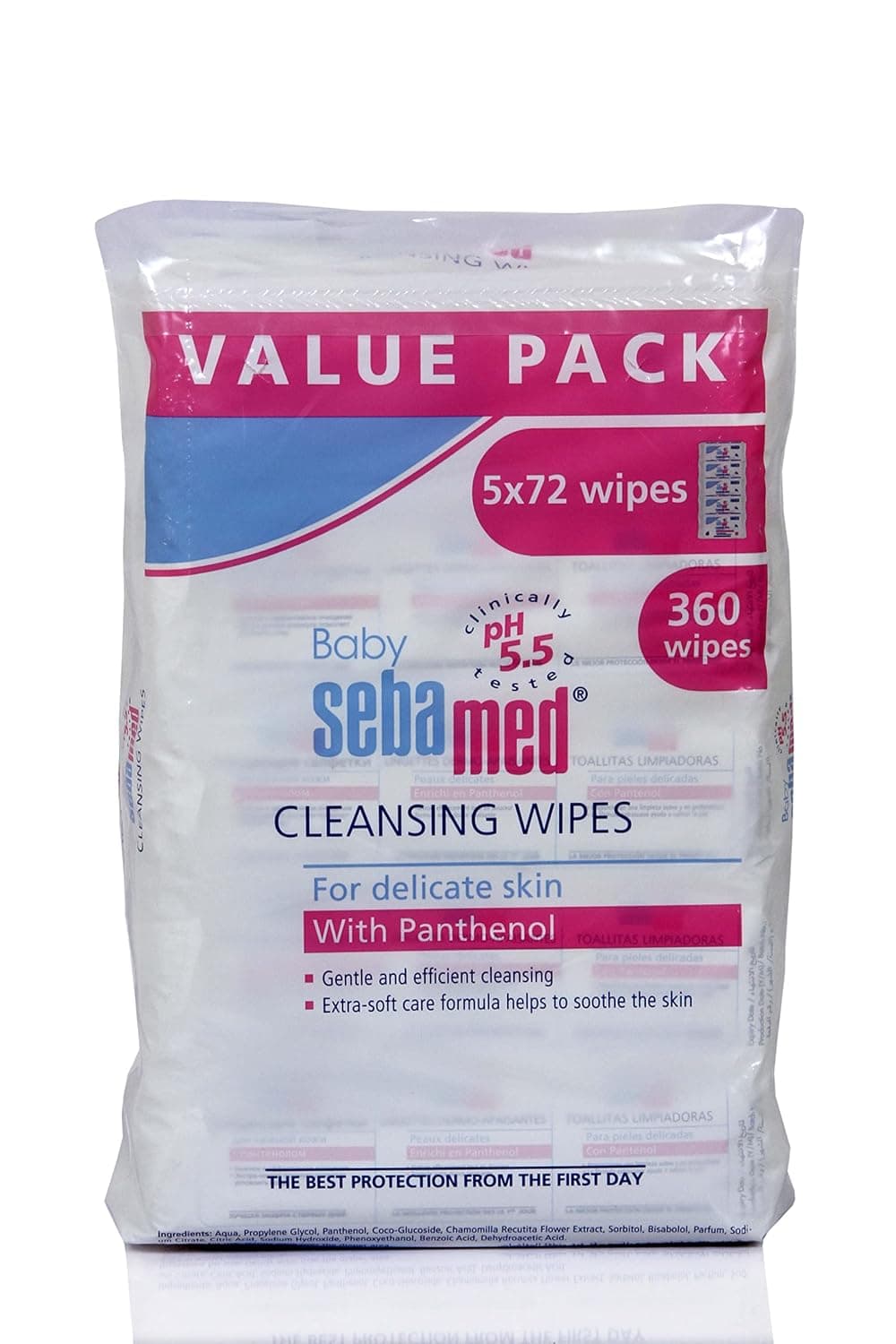 Sebamed Baby Wet Wipes 72's, Pack of 5 (Value Pack)