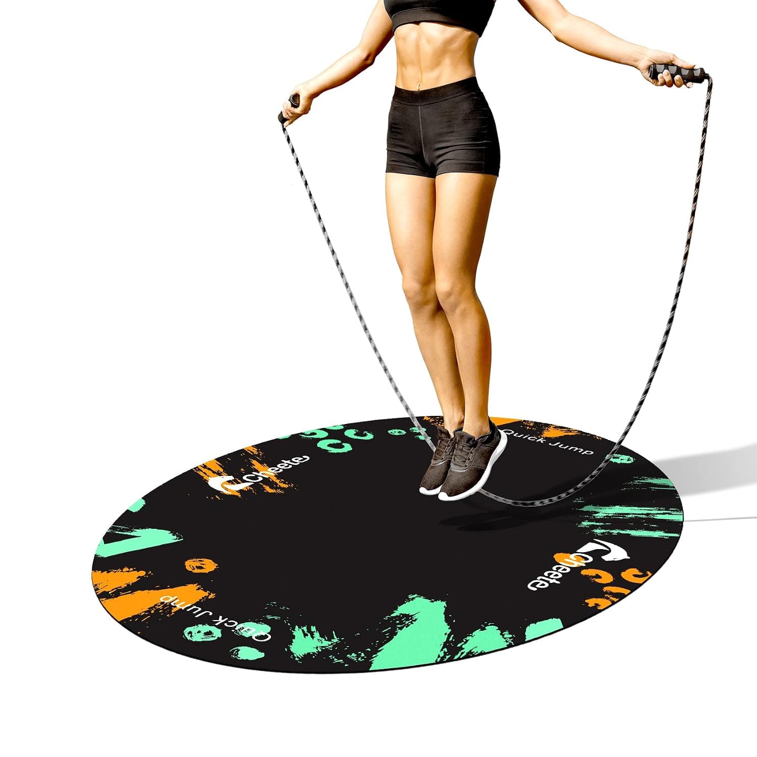 Jump Rope Mat Large Rubber Exercise Mat Workout Mats for Home Gym Flooring Non-Slip Oval Design for Floor & Rope Protection (Orange)