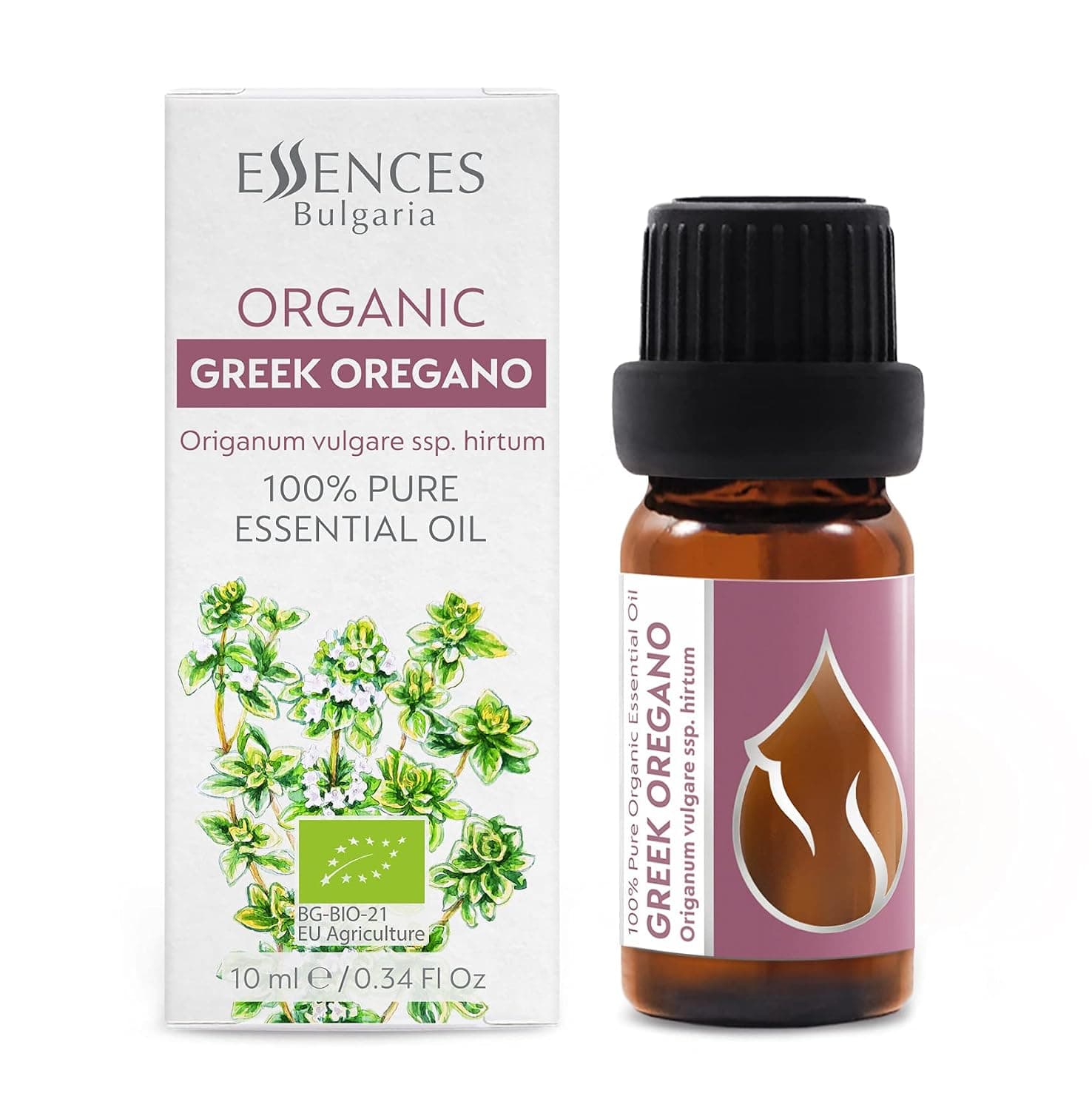 Essences Bulgaria Organic Oregano Essential Oil 1/3 Fl Oz | 10ml | Origanum vulgare | 100% Pure and Natural | Undiluted | Therapeutic Grade | Family Owned Farm | Steam-Distilled | Non-GMO | Vegan