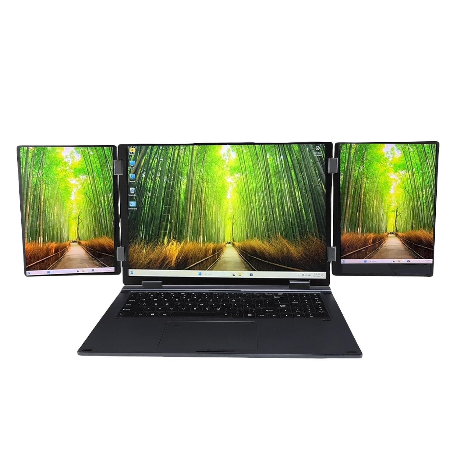 Luocute Triple Screen Laptop, 16 Inch Primary & Dual 10.5 Inch Secondary Displays 1920x1200 FHD 120Hz WIFI 6 RJ45 16GB 2TB with Core I7 CPU (UK Plug)