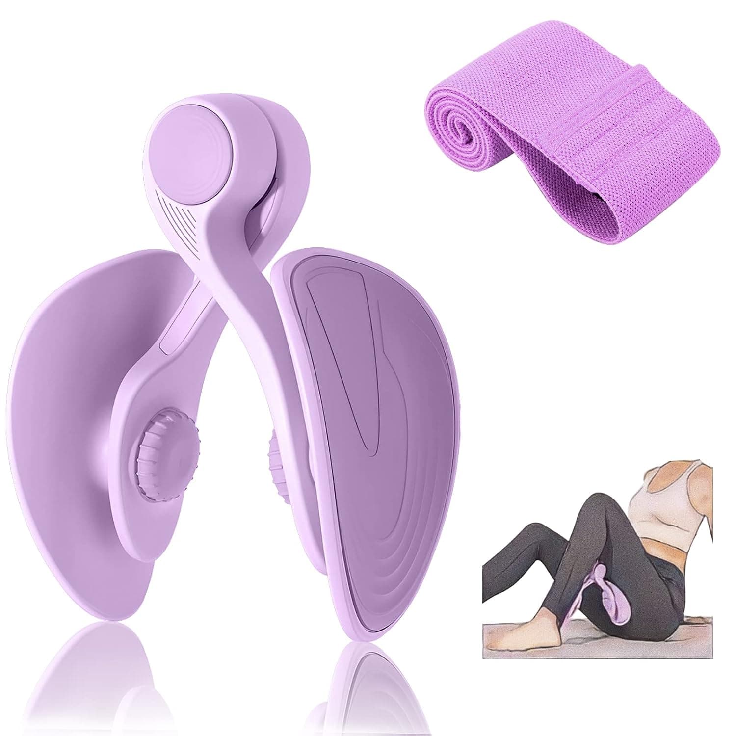 Pelvic Floor Exercise Devices 15-70 LB Adjustable Pelvic Floor Trainer Women Men, Kegel Exercise Equipment Inner Thigh Exerciser for Postpartum Recovery, Thigh and Pelvic Trainer with Band