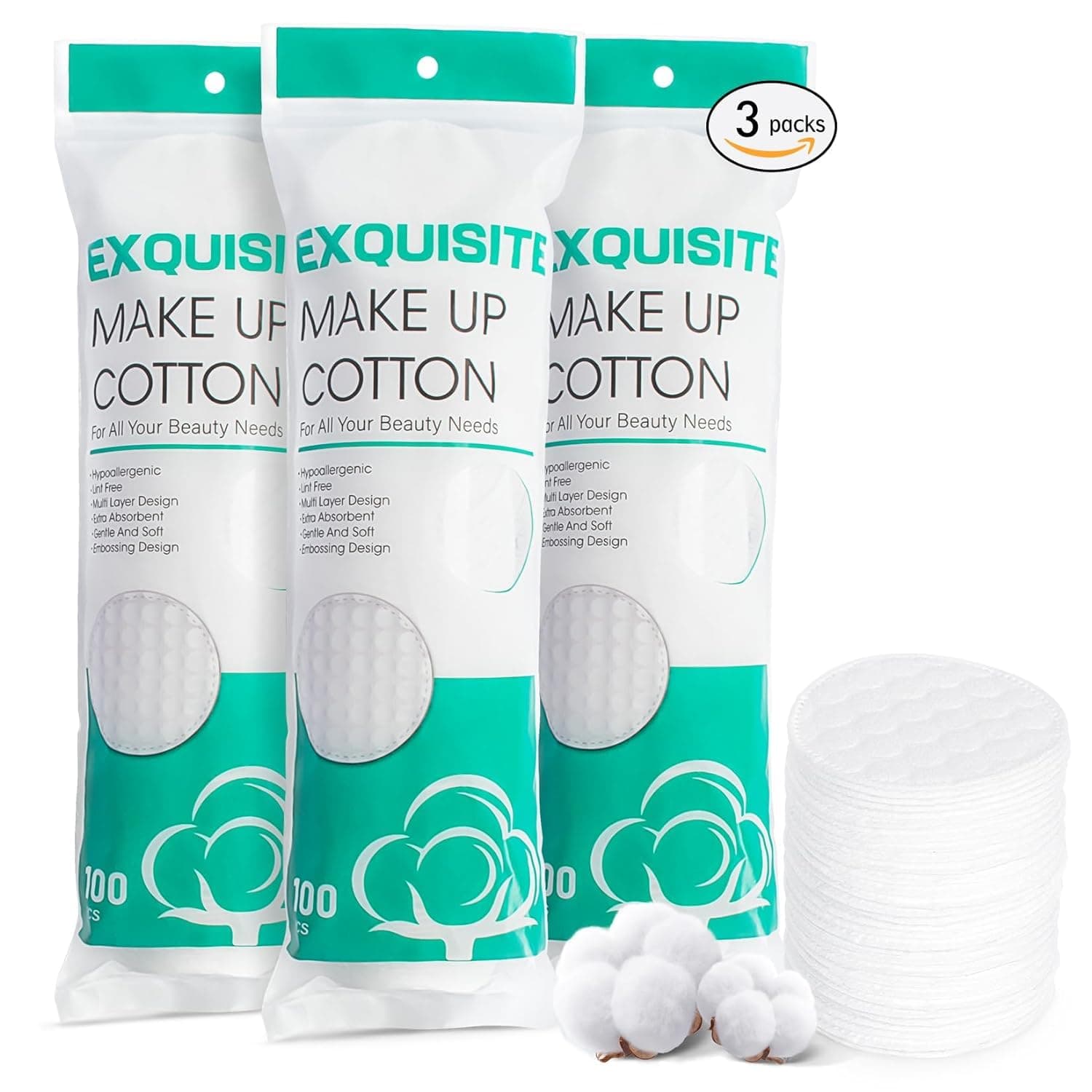 Round Cotton Pads, 300PCS Lint-Free Cotton Pads, Multi-Lyer Soft Makeup Remover Pads, for Removing Nail Polish, Applying Facial Toner, Pure Cotton Rounds Makeup Remover Pads for Face Cleaing