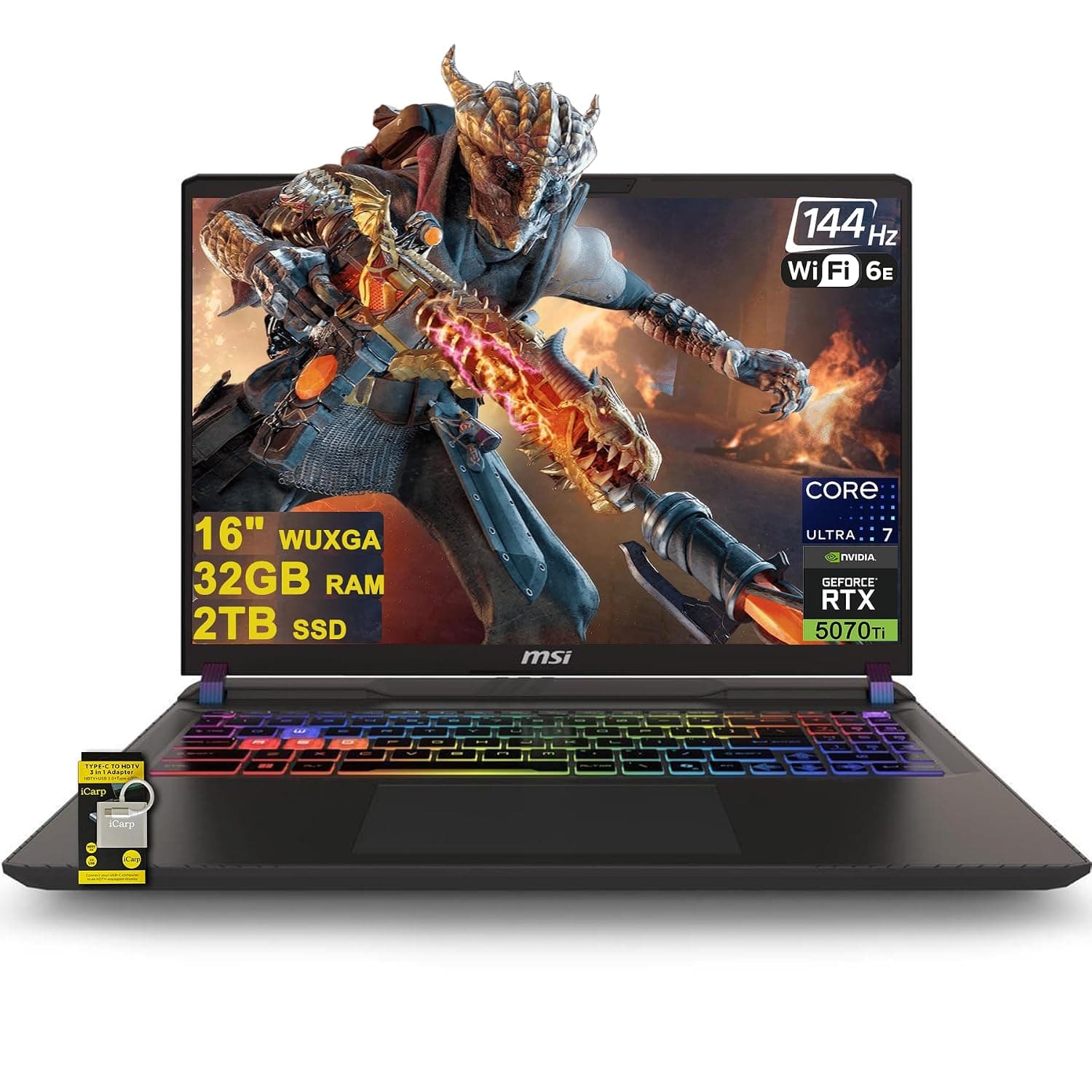 MSI Vector 16 HX AI Gaming Laptop 16" QHD+ IPS 240Hz Intel 20-core Ultra 7 255HX (Beats i9-14900HX) 32GB RAM 2TB SSD GeForce RTX 5070 RGB Backlit Thunderbolt5 Wi-Fi 6E Win11 ICP Hub w/Copilot AI PC