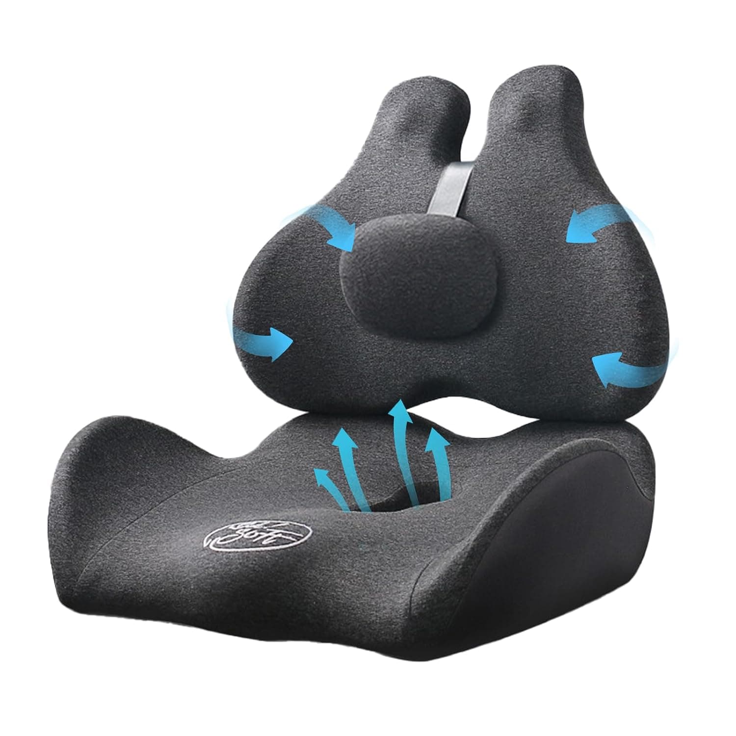 Memory Foam Seat Cushion & Ergonomic Lumbar Support Pillow Set for Back Comfort,Adjustable Strap Fits Most Office Chairs,Car Seats,Home Desk & Wheelchairs, Includes Washable Cover