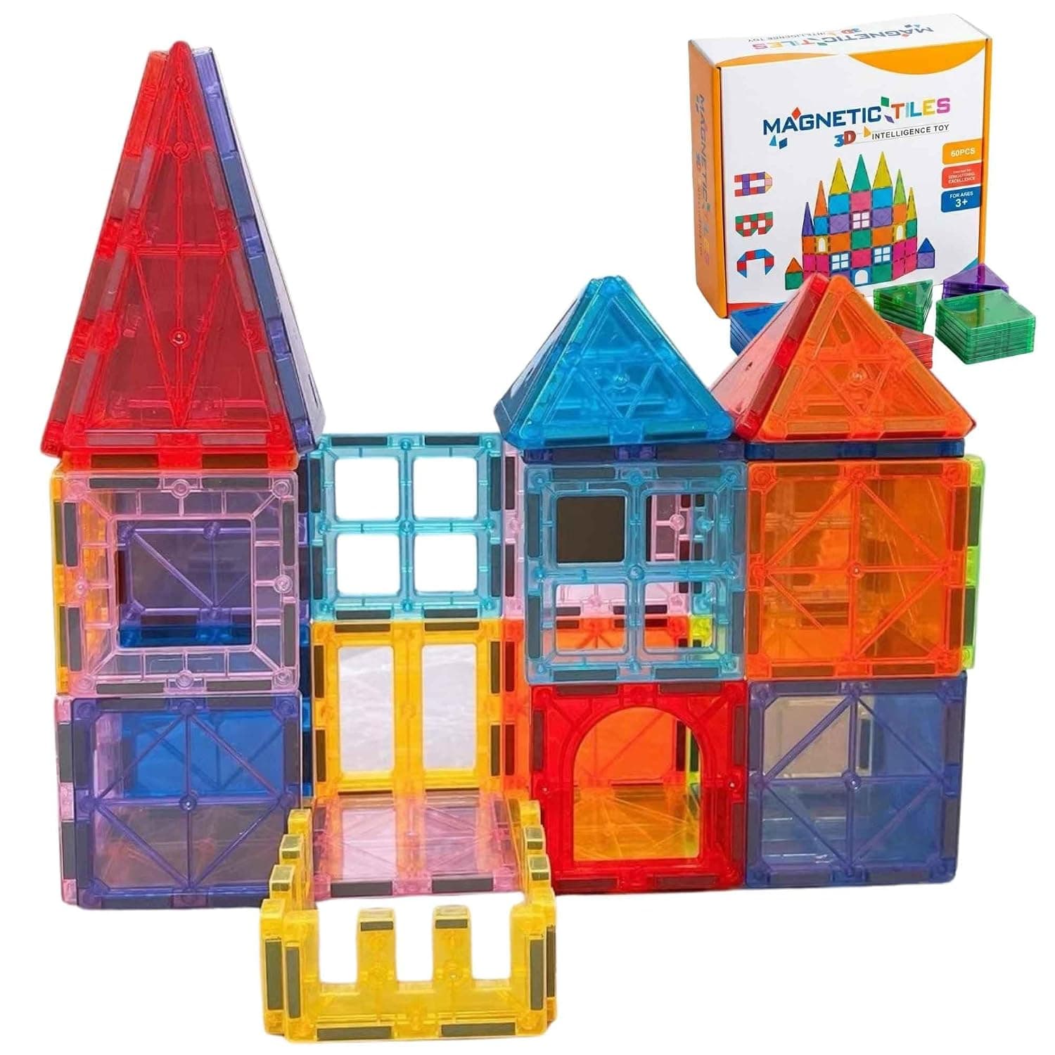 Magnetic Blocks for Kids 60 Pcs, Large Size Kids Blocks with High Quality and 3D Design (60, Magnetic Blocks Set)