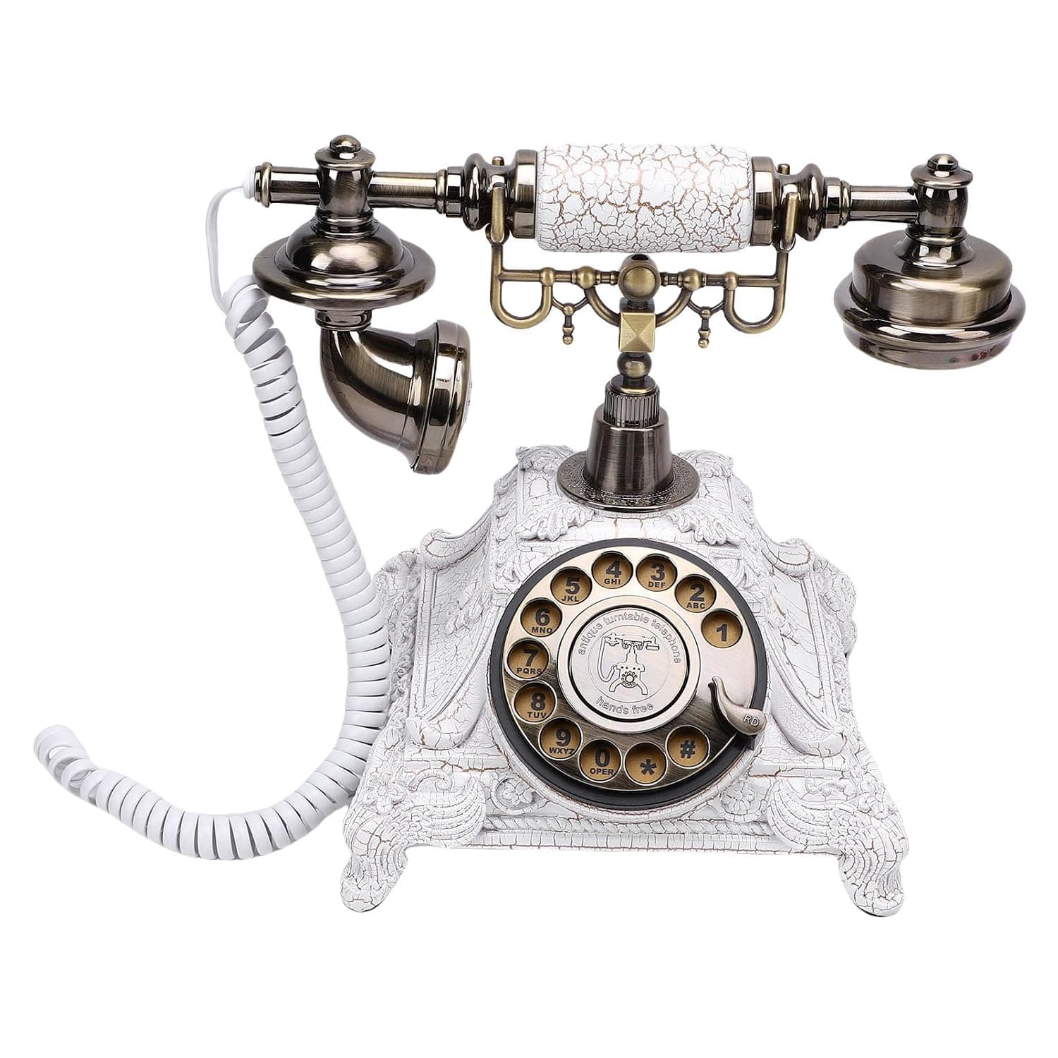 POENVFPO Vintage Audio Guestbook Phone, Personalized Retro Style, 32GB Capacity, Retro Audio Phone for Wedding (White)