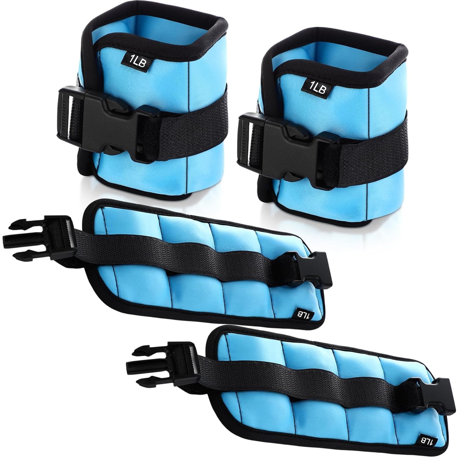 Hollowfly 2 Pairs Ankle Wrist Weights for Land or Aquatic Exercise Aqua Cuffs Aqua Aerobics Fitness Bands for Ankle and Wrist Adjustable Weights for Swimming Pool Workout Equipment