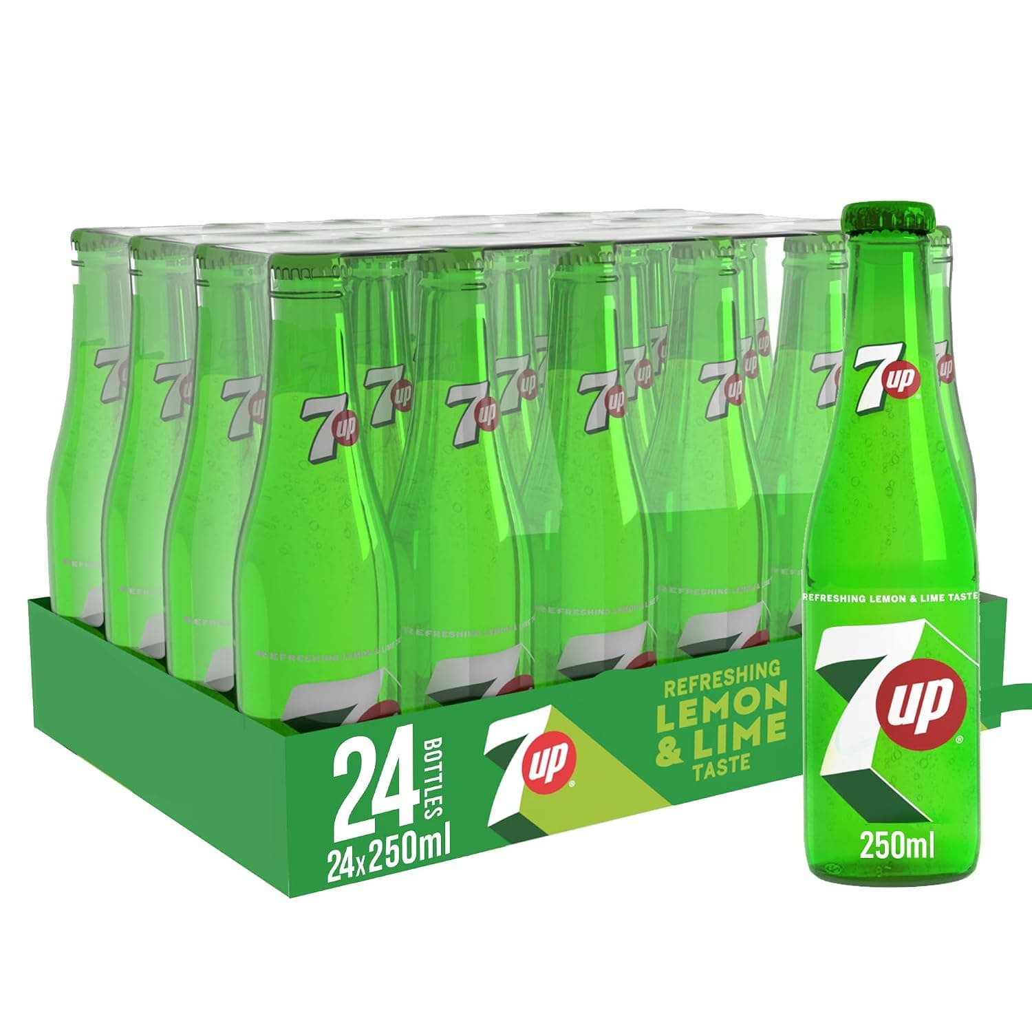 7Up, Carbonated Soft Drink, Glass Bottle, 250Ml X 24
