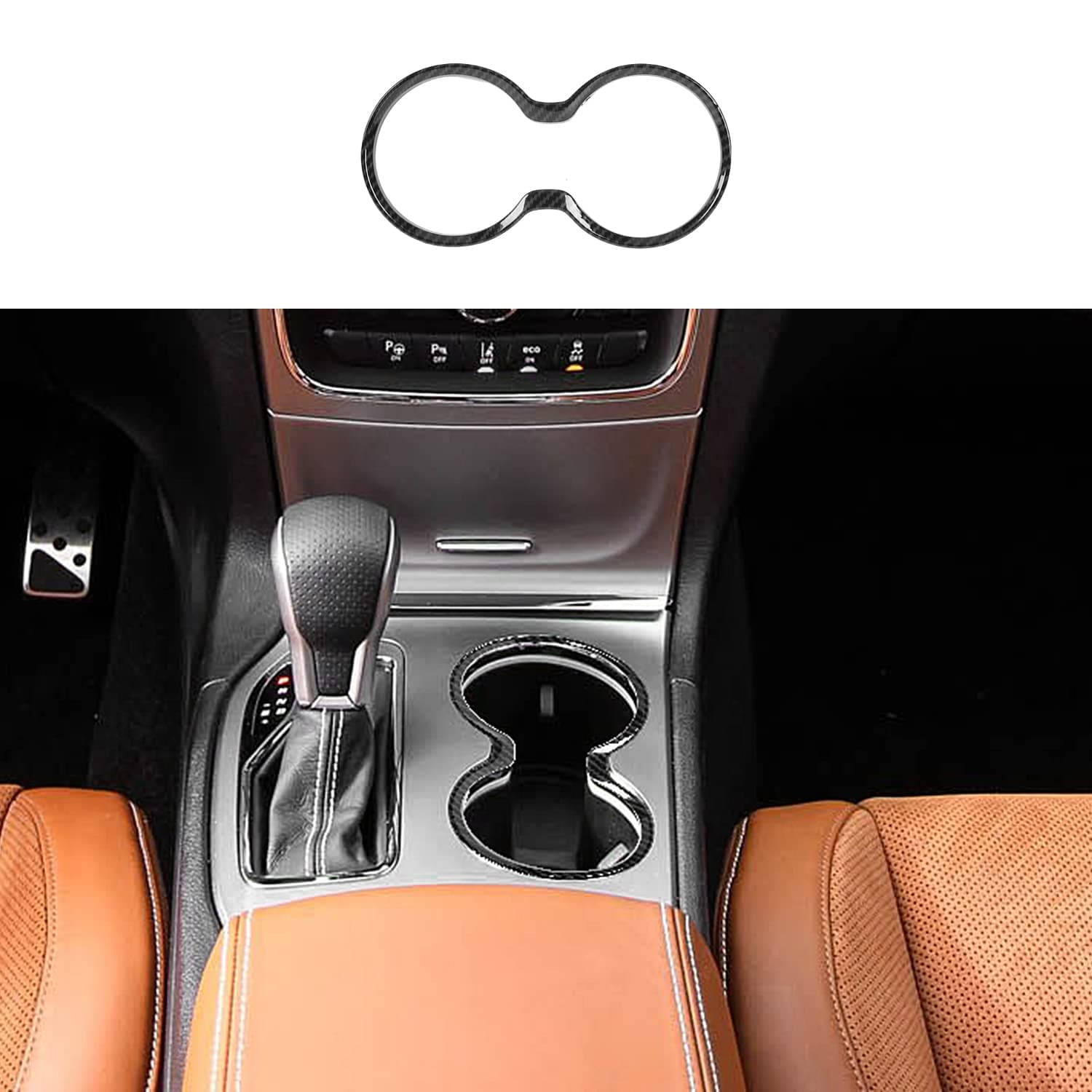 Carbon Fiber Cup Holder Trim Cover Fit for Jeep Grand Cherokee 2011-2021 Interior Accessories