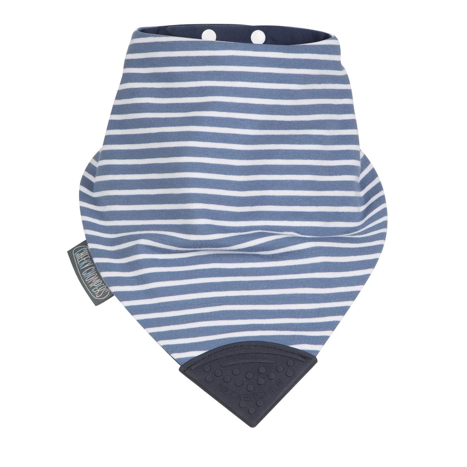 Cheeky Chompers Adult Bibs with Oral Sensory Chew for Older Children & Adults - Super Hygienic + Absorbent Bandana Dribble Bib - Adult Neckerchew (Preppy Stripes, Large)