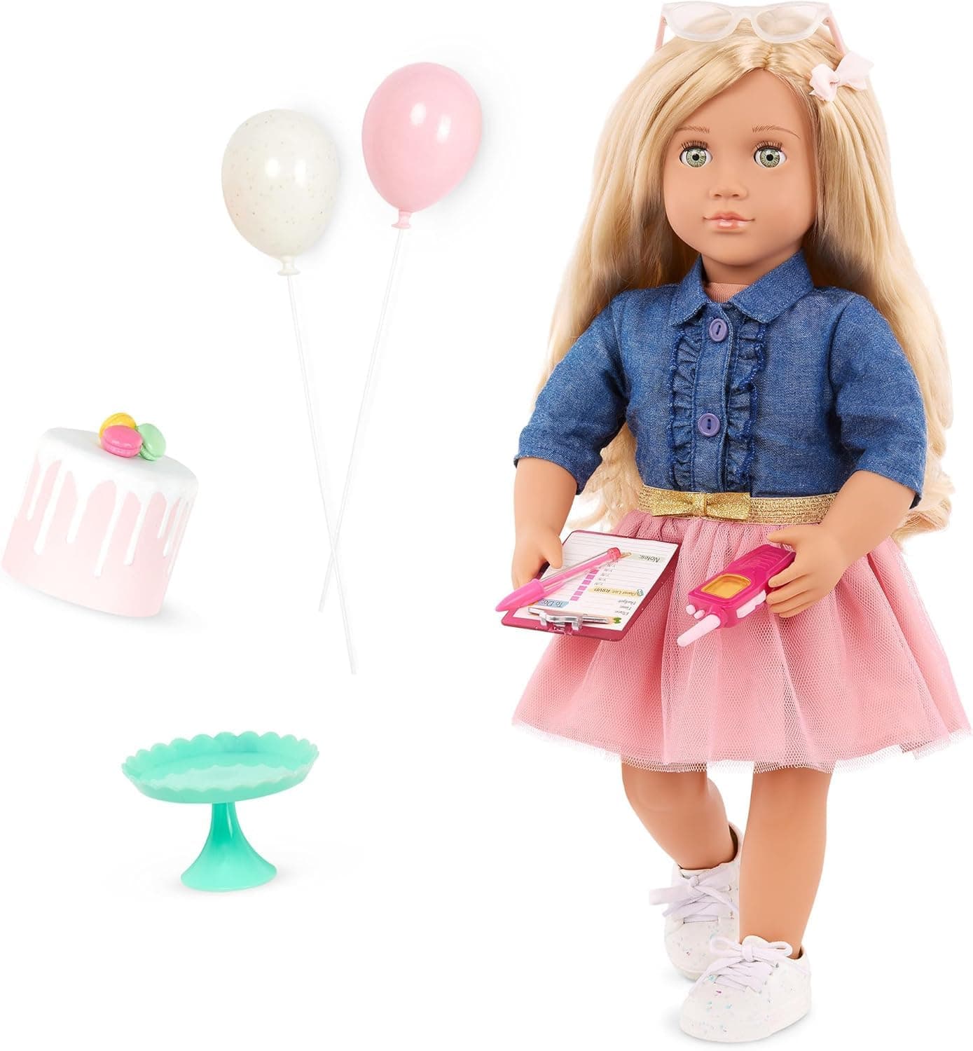 Our Generation – Posable 18-inch Doll – Blonde Hair & Green Eyes – Birthday Cake & Party Accessories – Pretend Play – Toys for Kids Ages 3 & Up – Emily