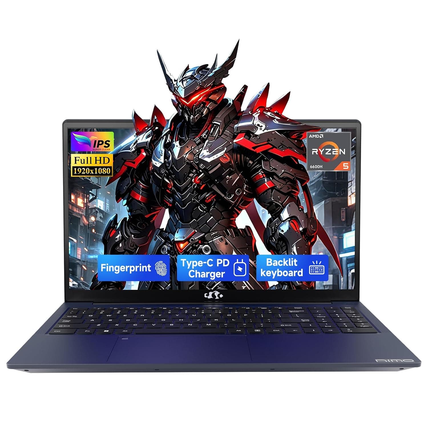 NIMO 15.6" IPS FHD Gaming Laptop, Ryzen 5 6600H 32GB DDR5 RAM 1TB SSD (Beat I5/I7, 6 Cores Up to 4.5GHz) Radeon 660M GPU PC with 100W Type-C for College Students, Business, Office Multi-tasking