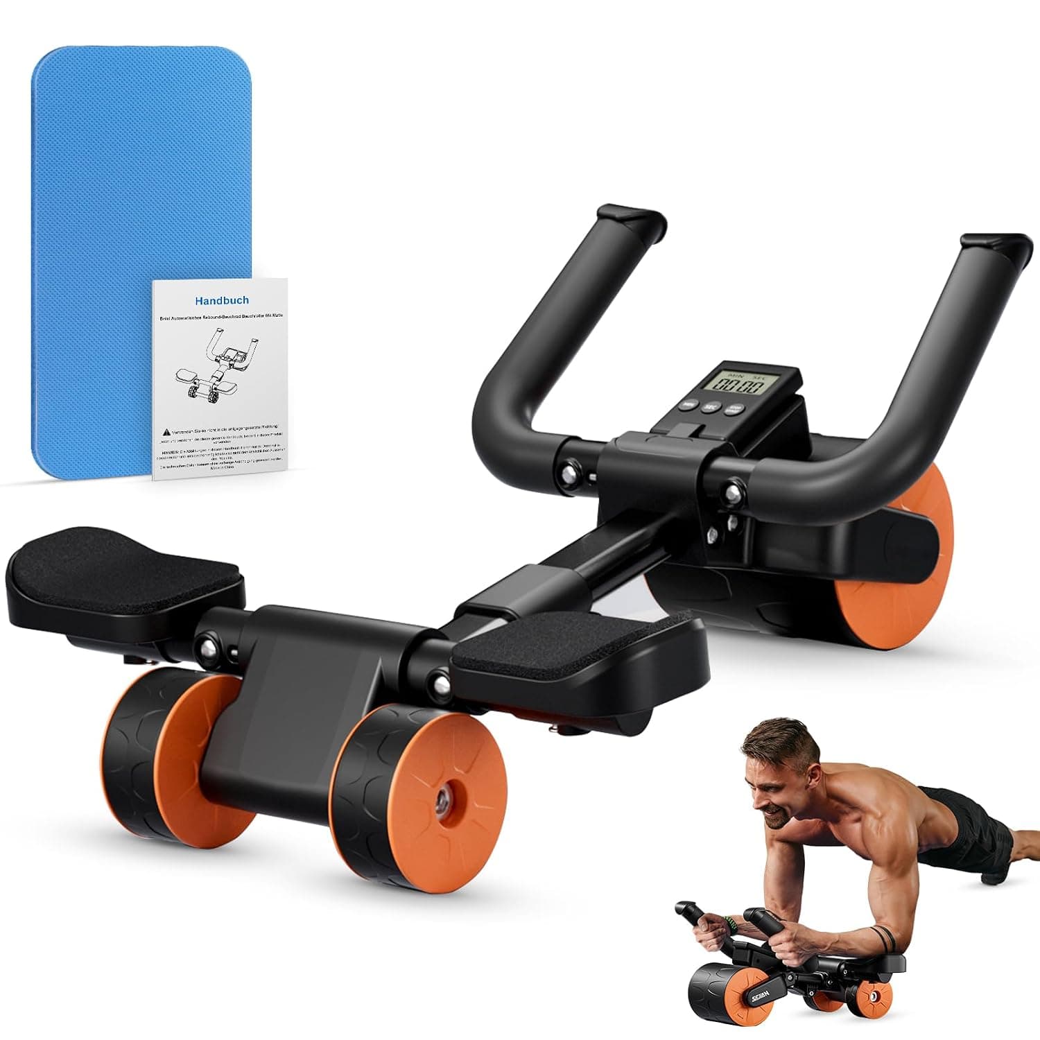 Abdominal Roller Abdominal Trainer Fitness Equipment for Home, Automatic Rebound Abdominal Trainer Roller, Elbow Support Ab Wheel Abdominal Exercise Roller Six Pack Abdominal Training Device
