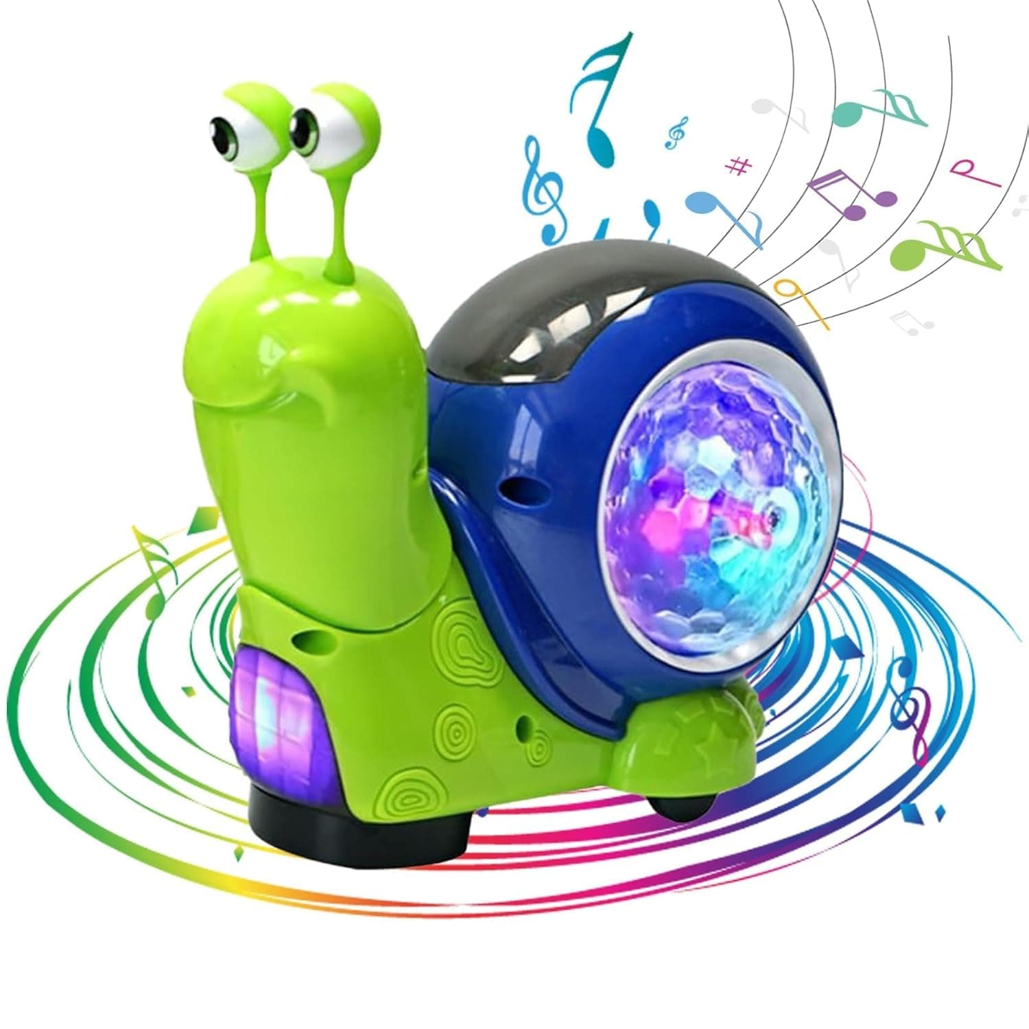 Luminous Snail Toy, Electric Crawling Snail Interactive Sensory Toys, Automatically Sense Obstacles & Escape, Tummy Time Dancing Musical Light up Snail Toys Gift for Baby Toddlers Kids Pets