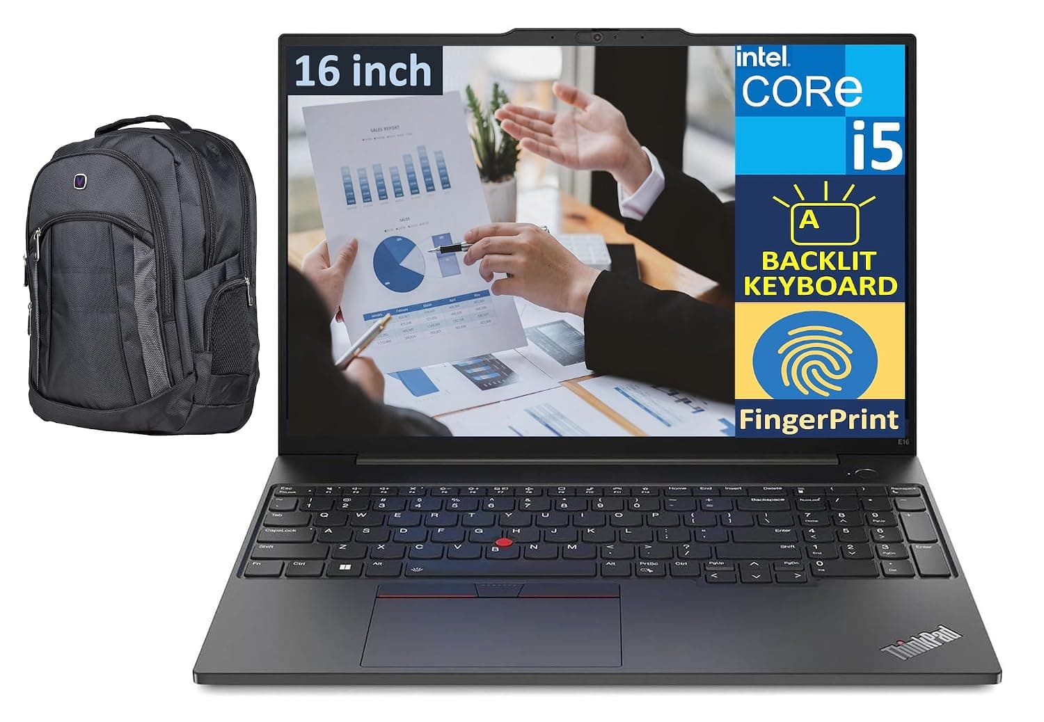 Lenovo ThinkPad E16 Home & Business Laptop (Intel i5-1335U 10-Core, 16.0" 60 Hz Wide UXGA (1920x1200), Intel Iris Xe, 40GB RAM, 1TB M.2 2242 PCIe SSD, Backlit KB, Win 11 Pro) with Premium Backpack