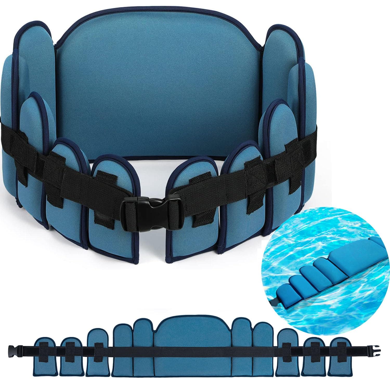 Aqua Belt Water Aerobics Equipment: Sportneer Aqua Float Belts Swimming Pool Exercise Set with Adjustable Buoyancy Blocks Jogger Floatation Belt for Adults Youth Aquatic Fitness Training Dark Blue