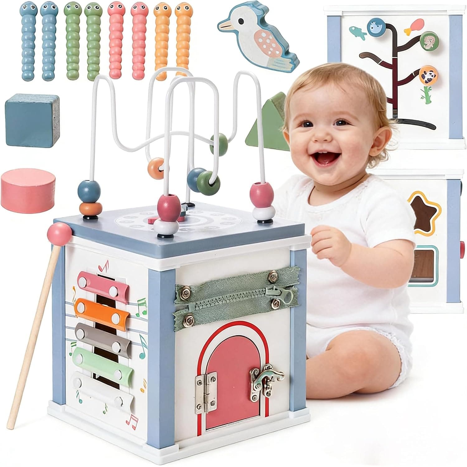 7in1 Montessori Toys for Babies | Montessori Toy with Bead Maze, Shape Sorter Toy | Learning & Education Toys Birthday Boys and Girls