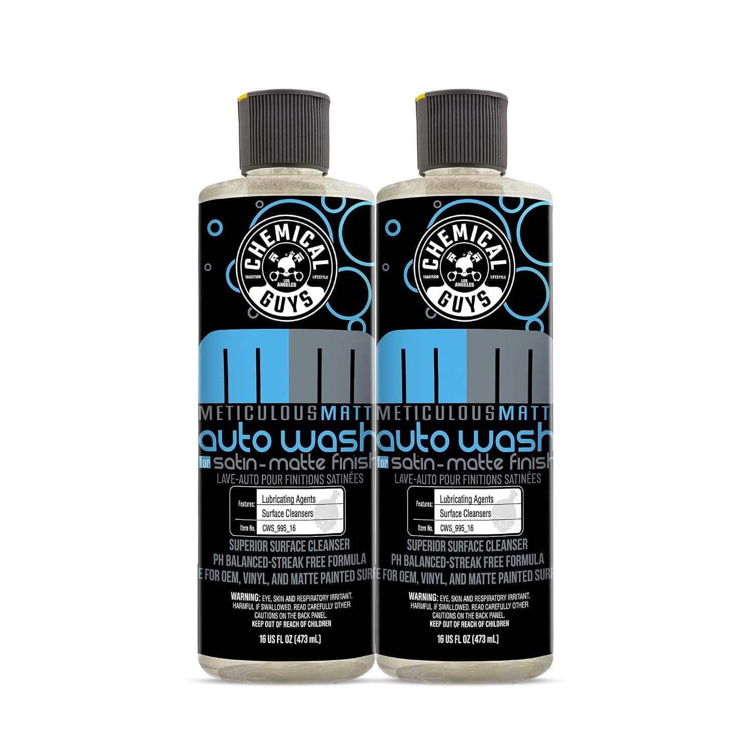 Chemical Guys Meticulous Matte Car Wash Soap - Safe for Satin and Matte Finish Paints, 16 Ounce (Pack of 2), Bubblegum Scent