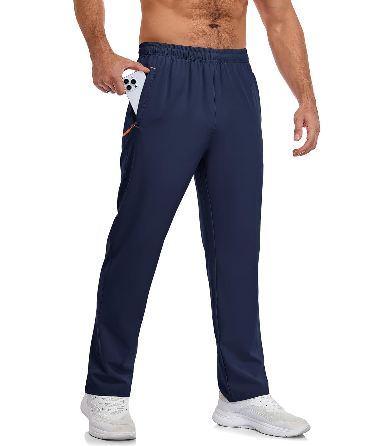 Mens Gym Pants, Lightweight Quick Dry Sports Athletic Workout Pants, Breathable Running Sweatpants with Zip Pockets