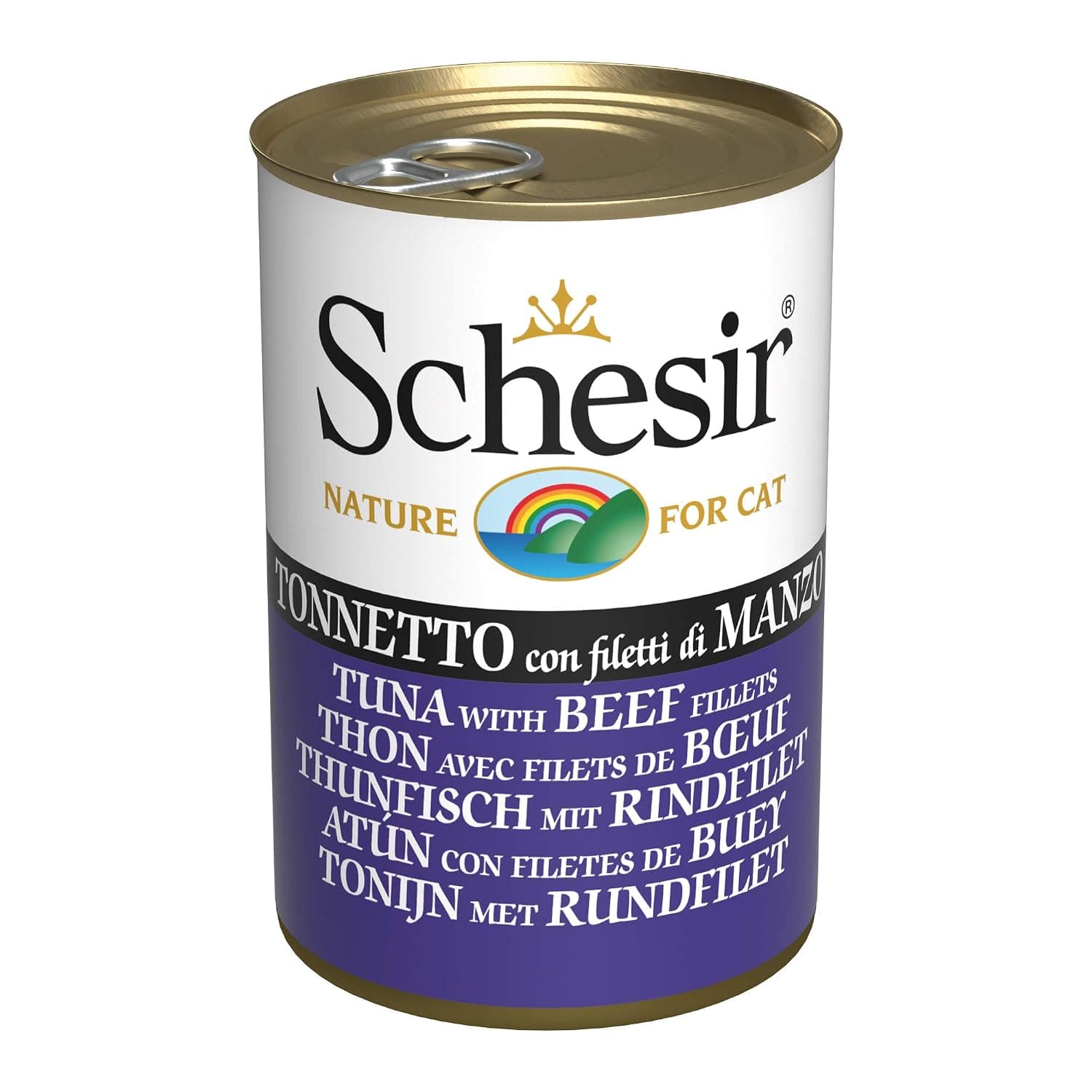 Schesir, Wet Food for Adults Cats with Flavour Tonnetto with Beef Fillets Prepared in Soft Jelly - Total 0.84 kg (6 Cans of 140 g)