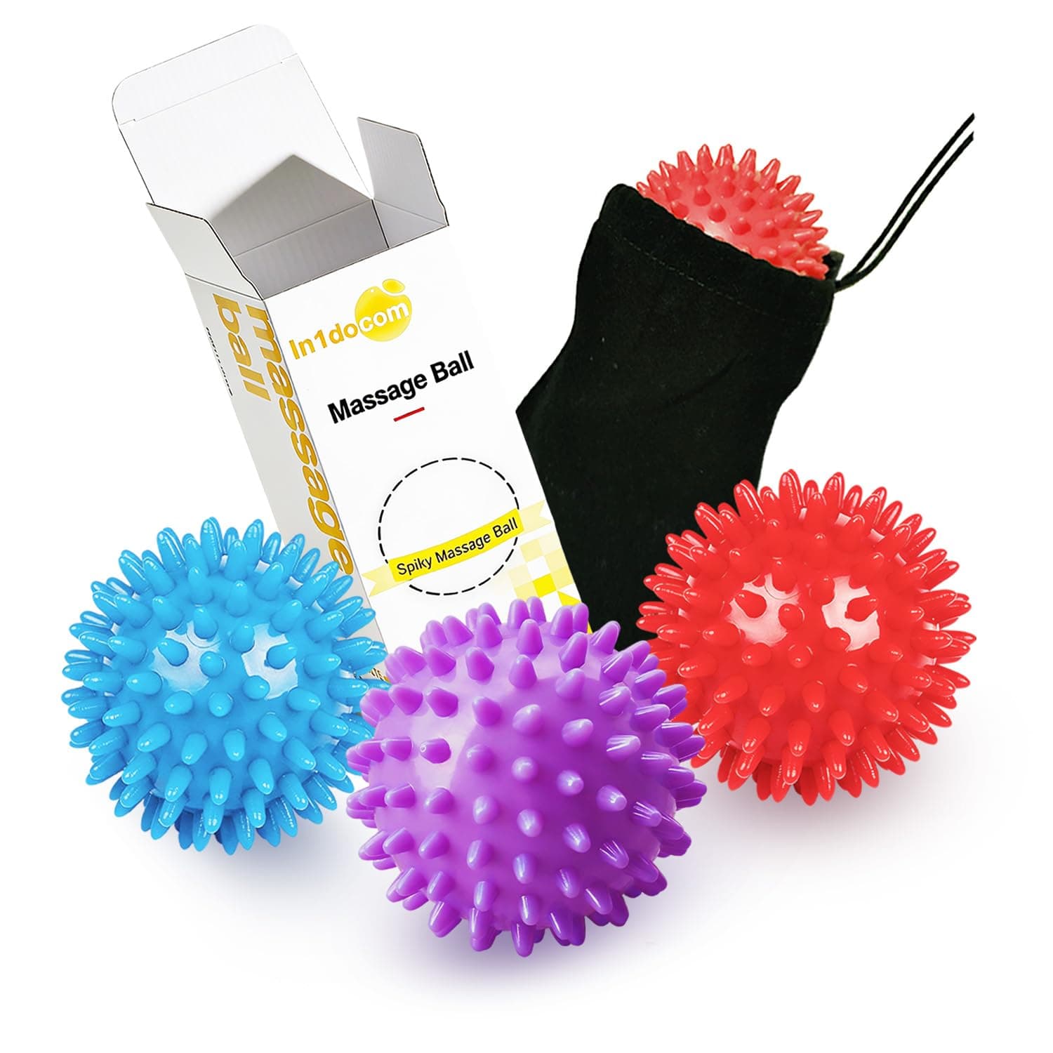 Massage Balls for Office Workers, Set of 3 with Different Hardness, Spike Massage Balls for Daily Muscle Relaxation