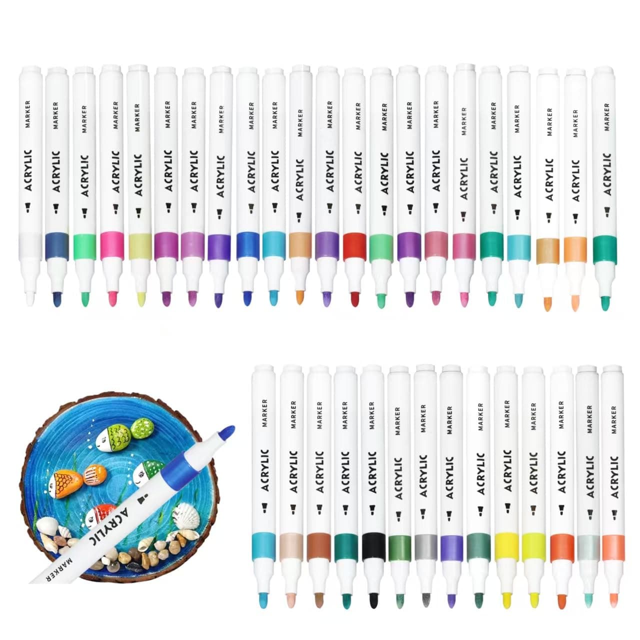 36 Colors Fine Tip Acrylic Paint Pens Markers Set, Quick Drying And Fade Resistant Drawing Marker,Premium Acrylic Paint Pens For Wood, Plastic Paper, Metal, And More, DIY Crafts Making Art Supplies